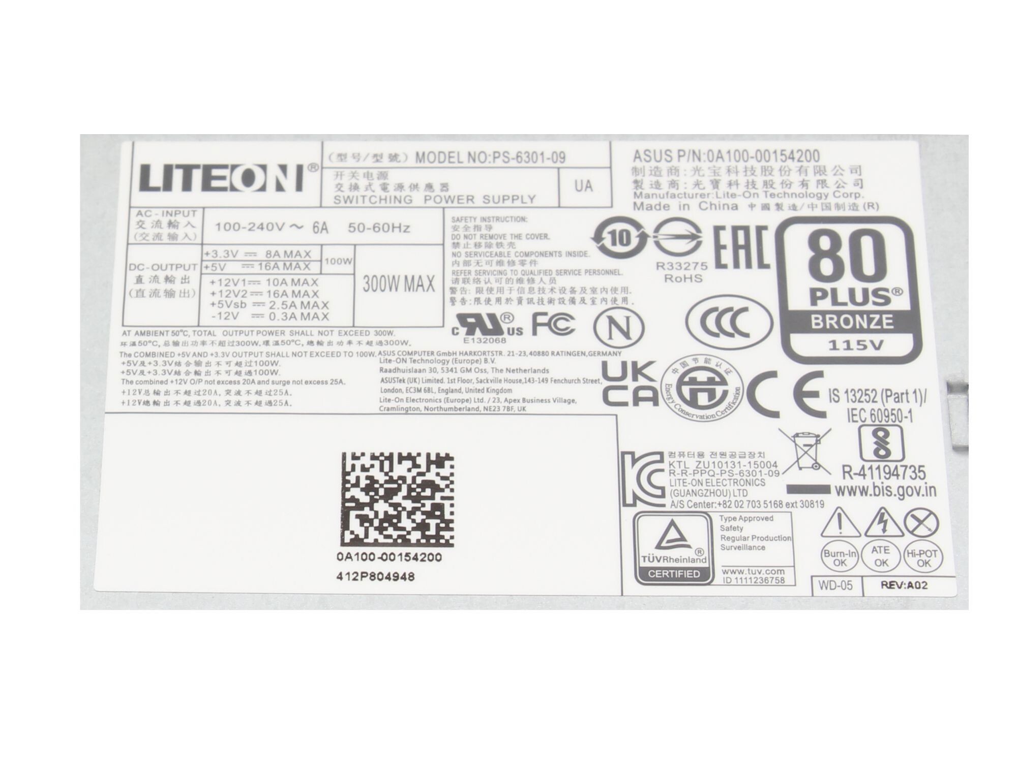 Asus M840MB original Desktop-PC Netzteil 300 Watt