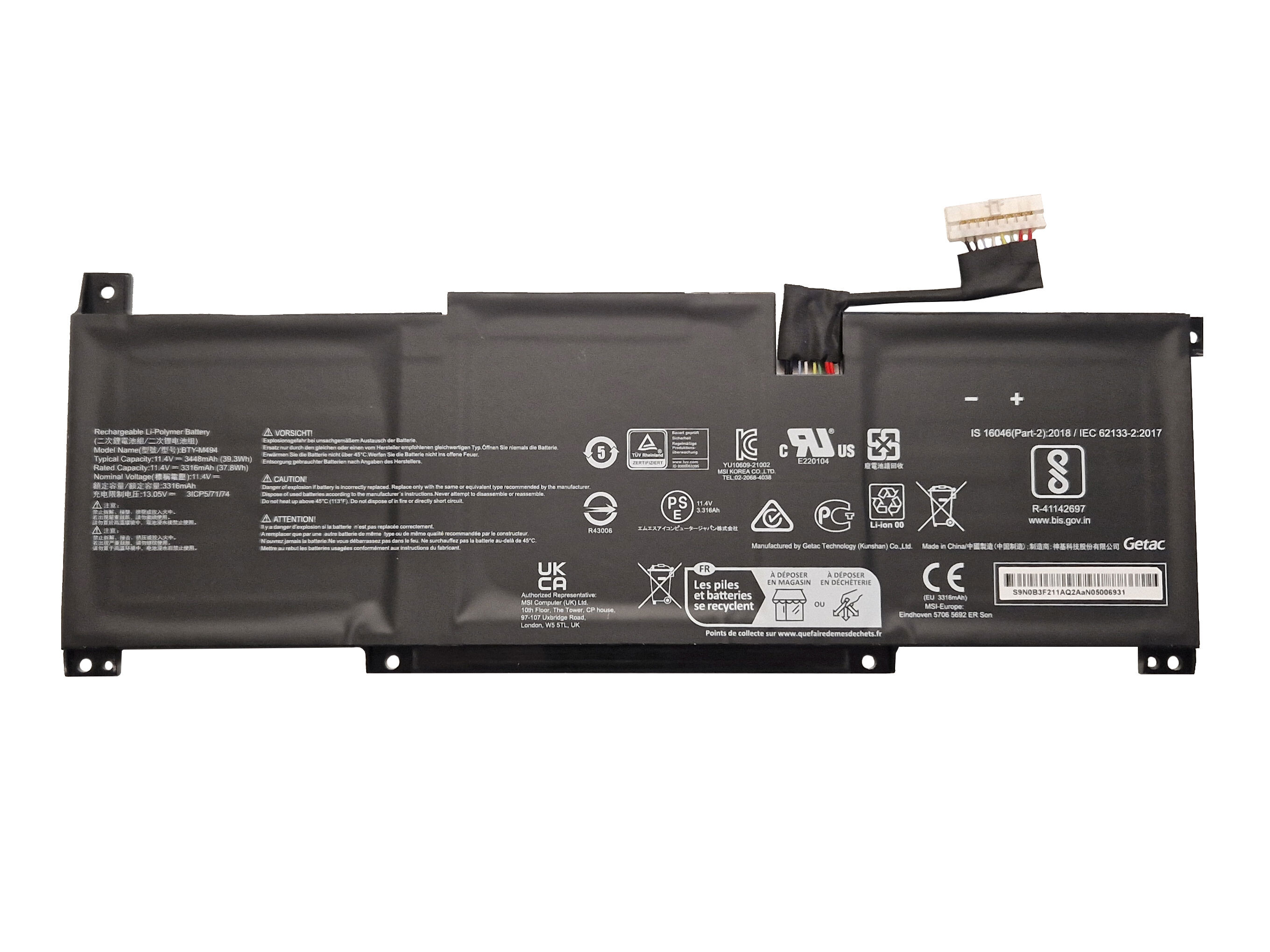 MSI Modern 15 H AI C1 C1MOG (MS-15H5) original Batterie 39,3Wh