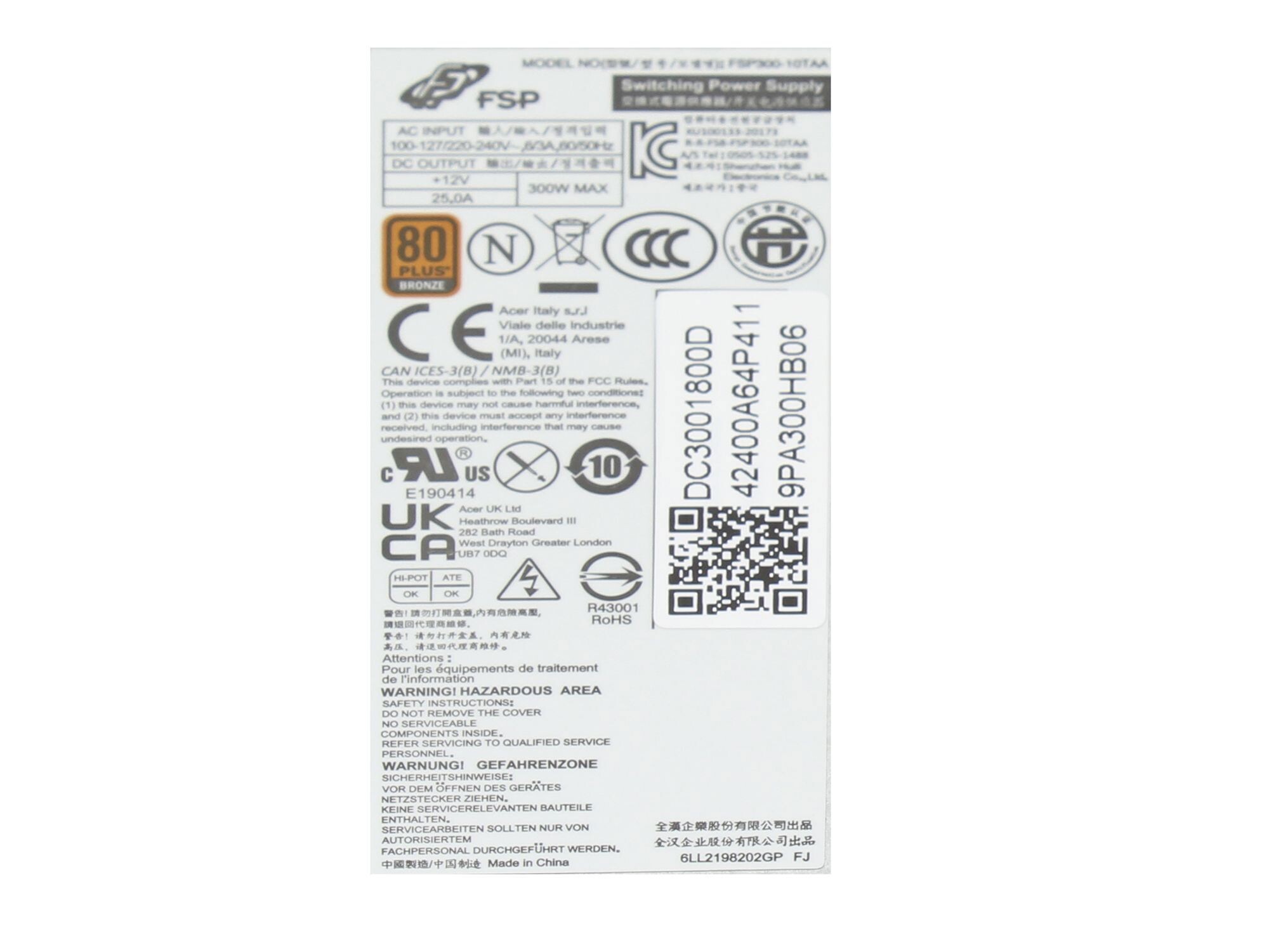 Acer Veriton X6 (VX6710G) original Desktop-PC Netzteil 300 Watt