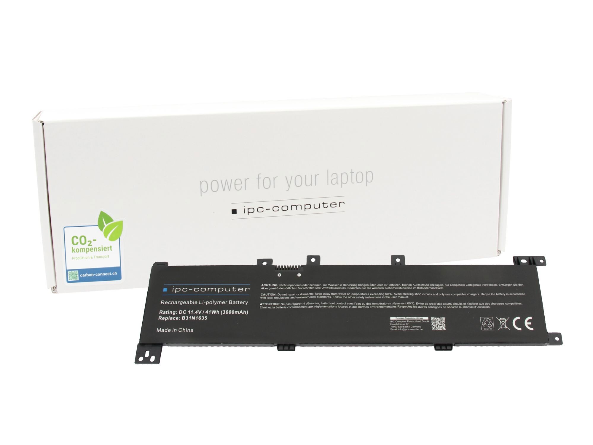 IPC-Computer Batterie compatible avec Asus B31N1635-1 avec 41Wh