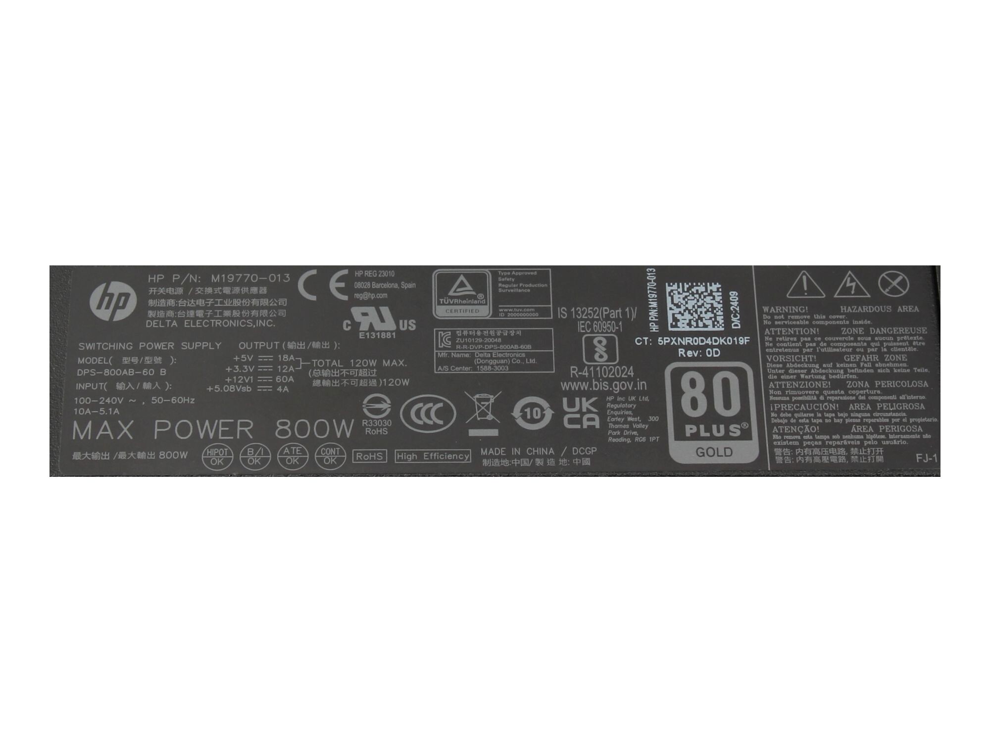 HP M98830-001 Original Desktop-PC Netzteil 800 Watt