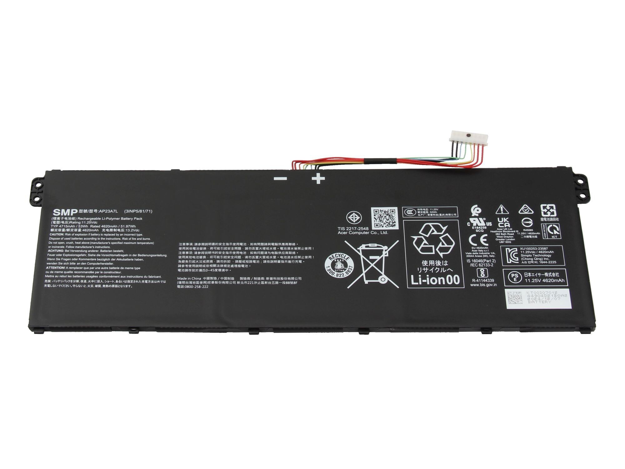 Acer Akku für TravelMate B3 Spin 11 (TMB311RN-33) 53Wh 11,25V (AP23A7L)