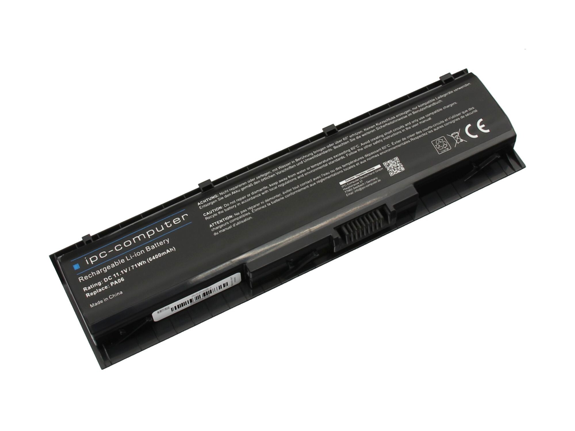 IPC-Computer Batterie compatible avec HP HSTNN-DB7K avec 71Wh