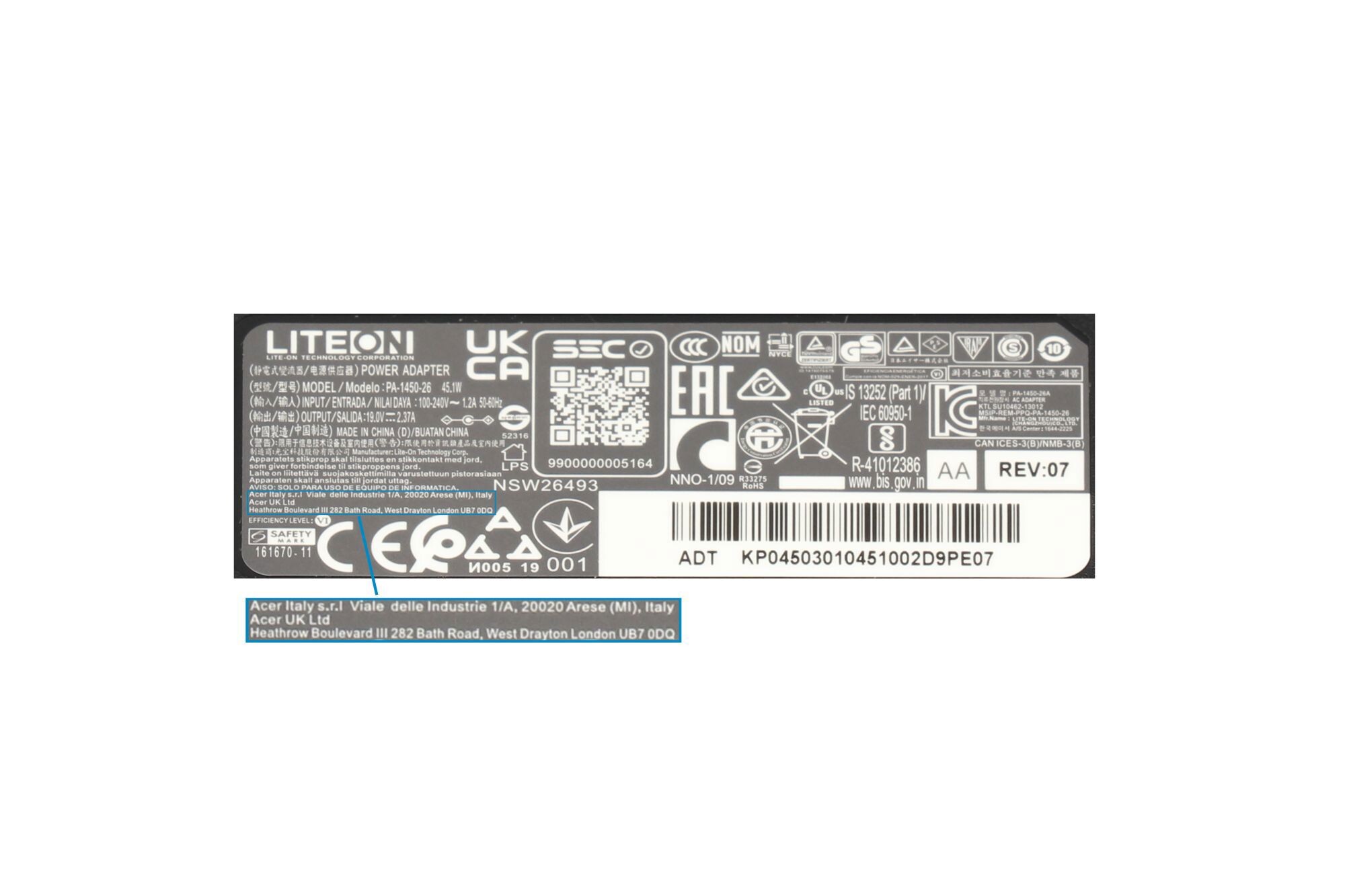 Acer Netzteil für Aspire R11 (R3-131T) 45,0 Watt