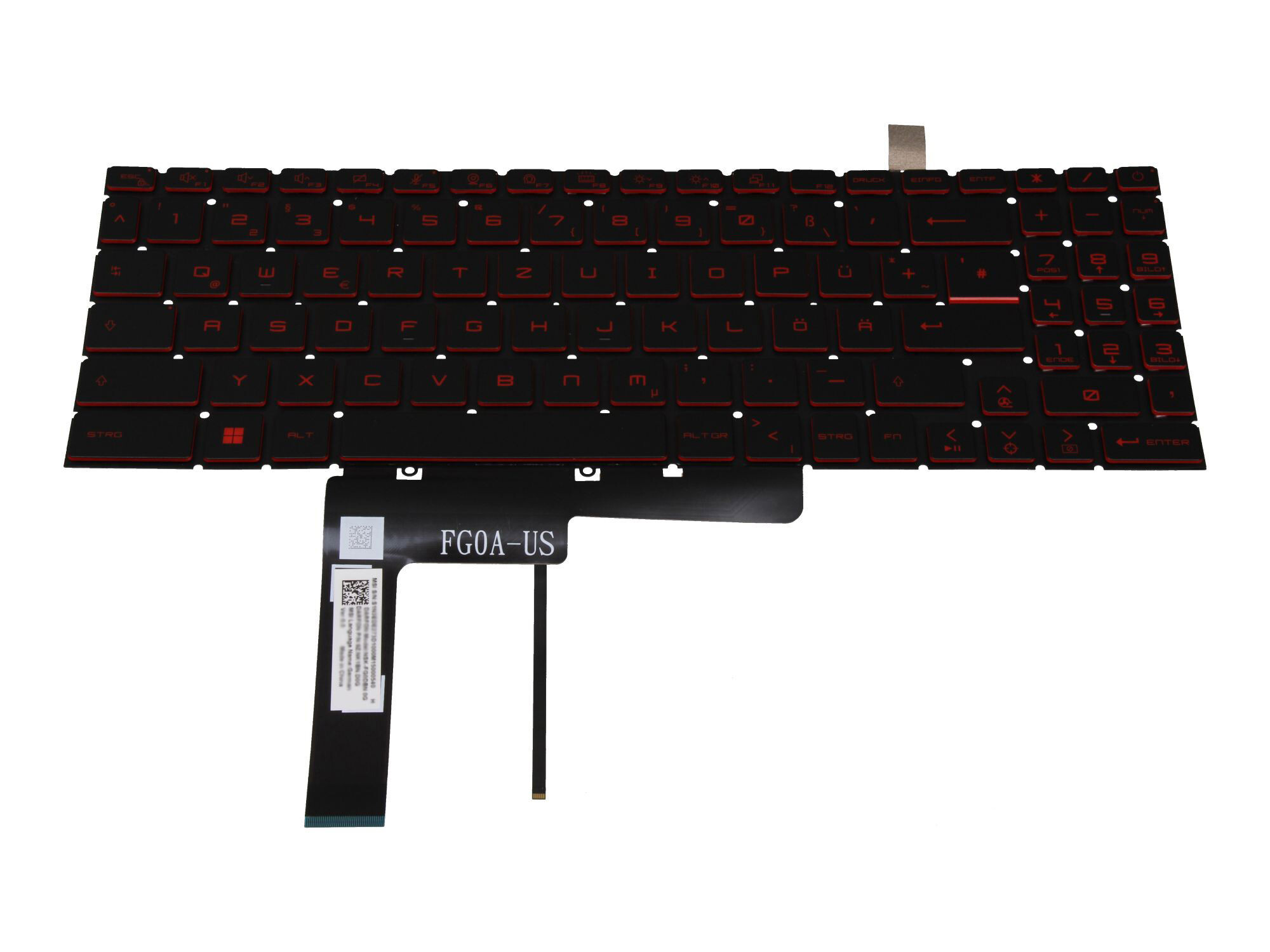 MSI GF66 Katana 11UC/11UD/11SC (MS-1582) original Tastatur DE (deutsch) schwarz mit Backlight (Backlight rot)