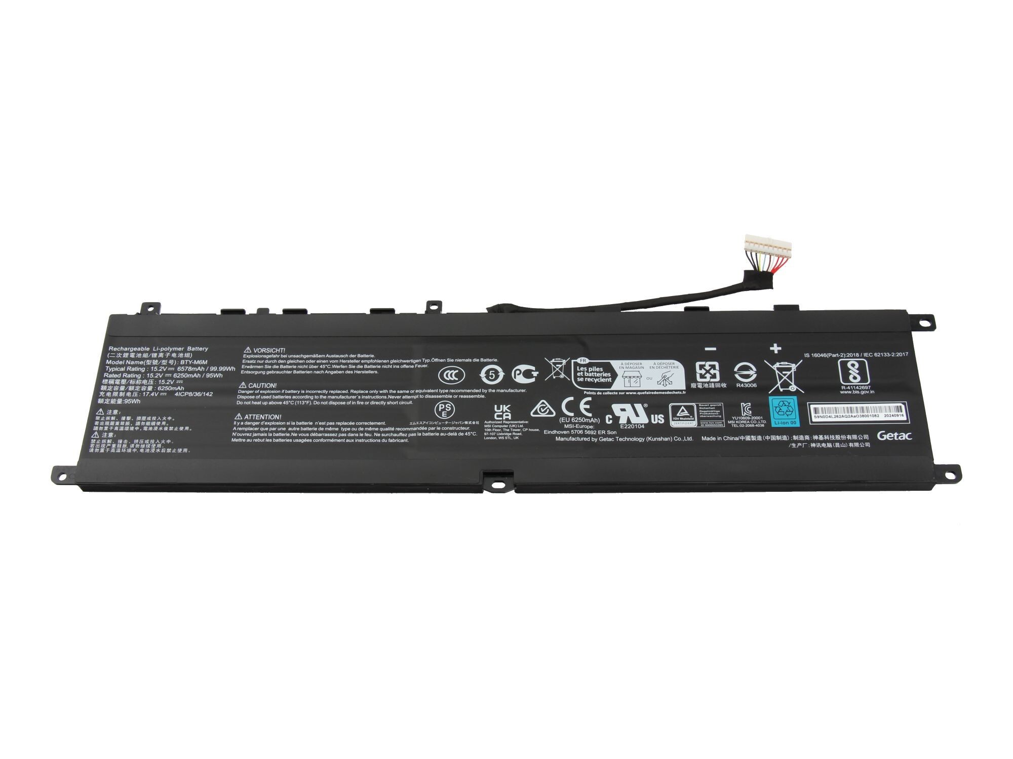 MSI Akku für GS66 Stealth 10SD/10SGS (MS-16V1) 99,9Wh