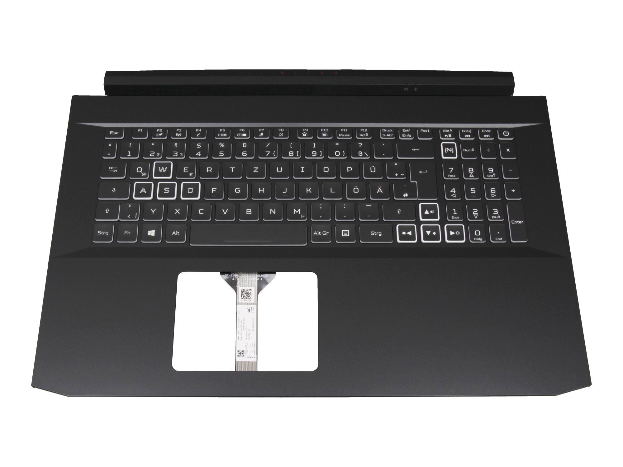 Acer Nitro 5 (AN517-54) original Tastatur inkl. Topcase DE (deutsch) schwarz/weiß/schwarz mit Backlight