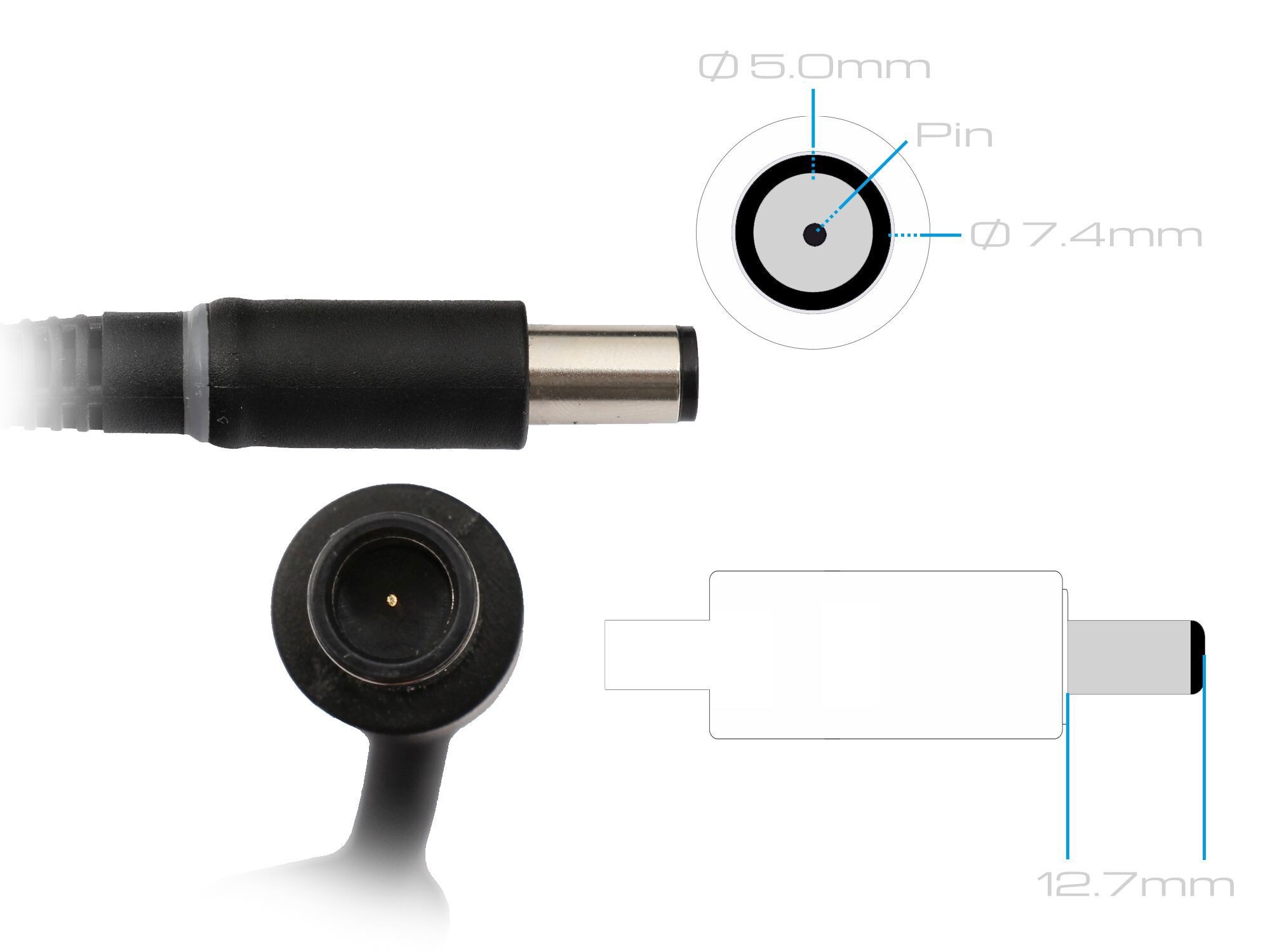Dell Precision M4800 original GaN-chargeur 240 watts arrondie