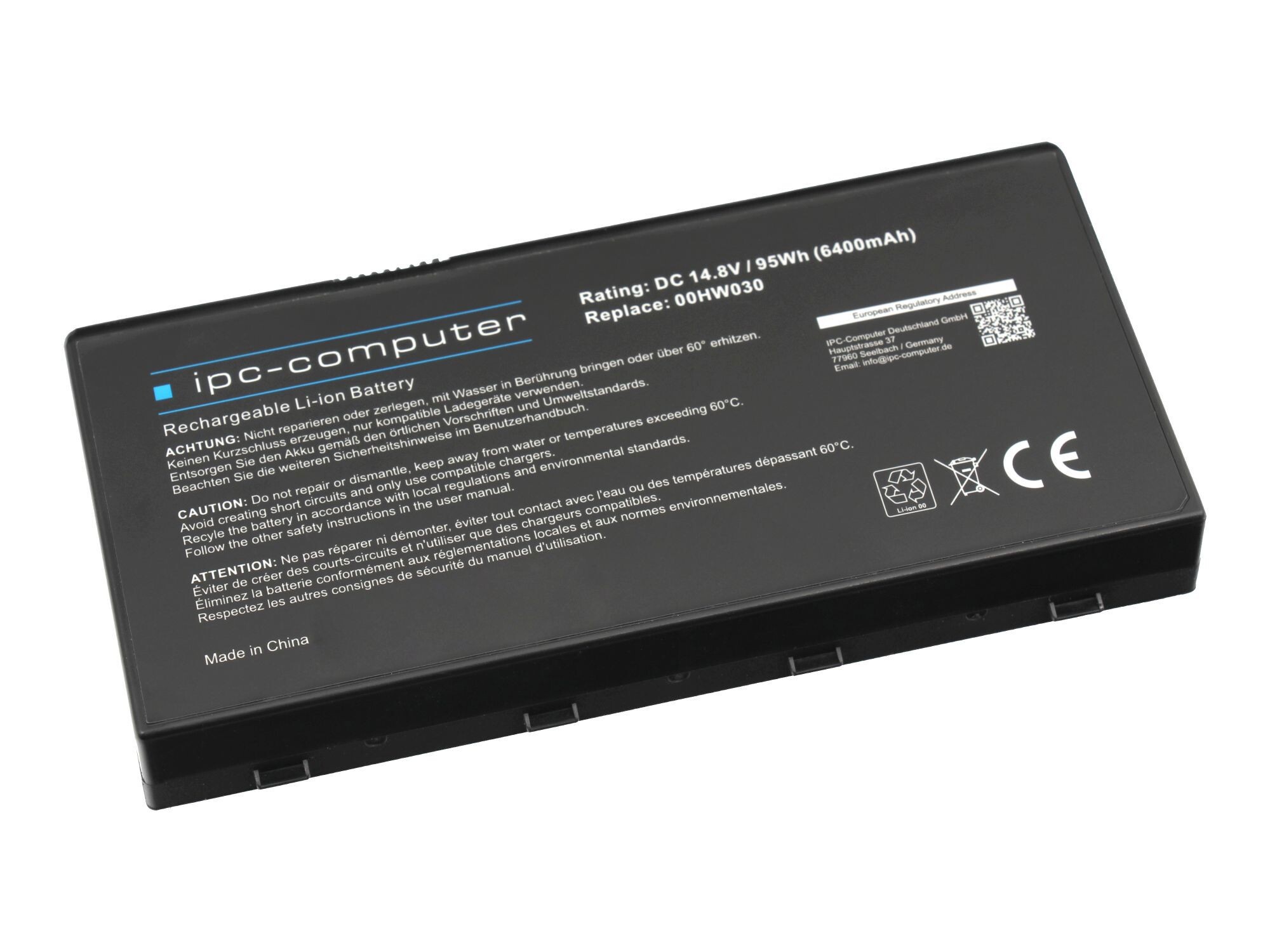 IPC-Computer Batterie compatible avec Lenovo 00HW030 avec 95Wh