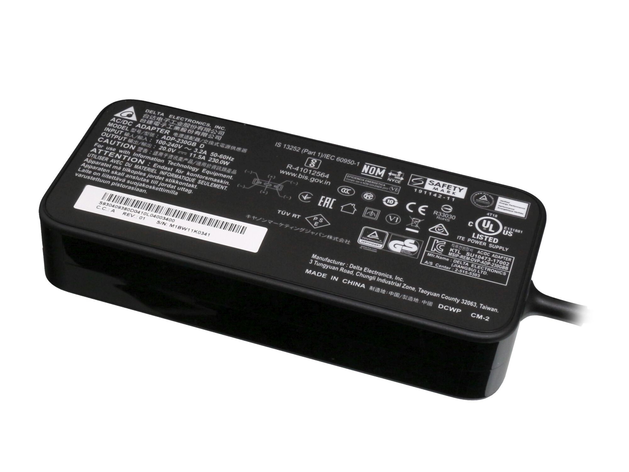 MSI GP76 Leopard 11UH/11UG/11UE (MS-17K3) original chargeur 230 watts construction normale