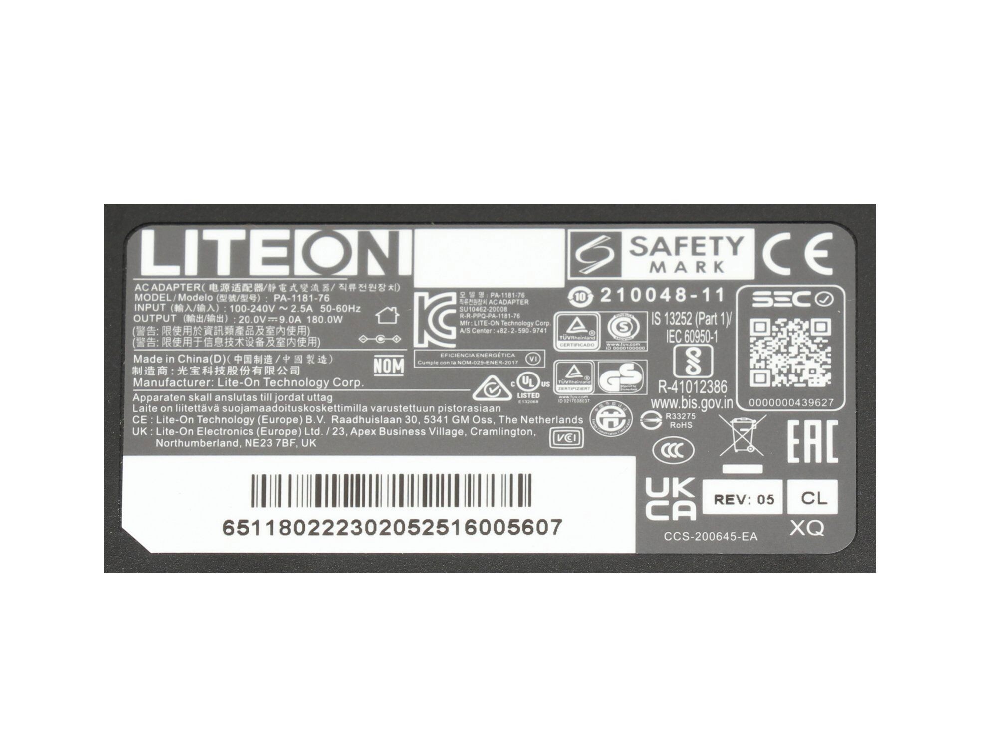 Medion Erazer Defender P50 (NP70RND1) original chargeur 180 watts