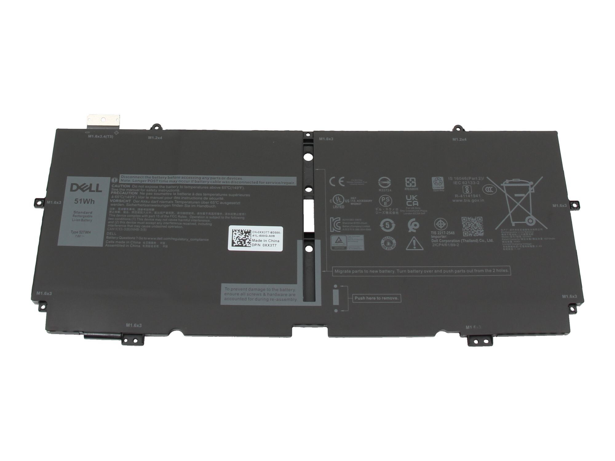 Dell XPS 13 2in1 (7390) original Batterie 51Wh