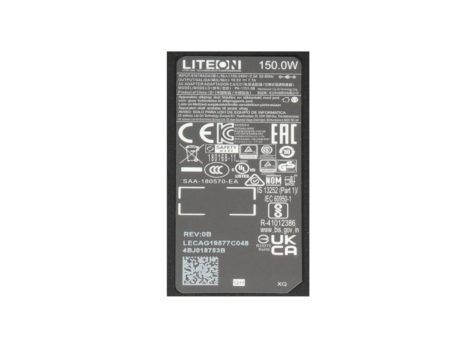 Medion Erazer Scout E30 (NP70RNC1) original chargeur 150 watts EU wallplug construction normale