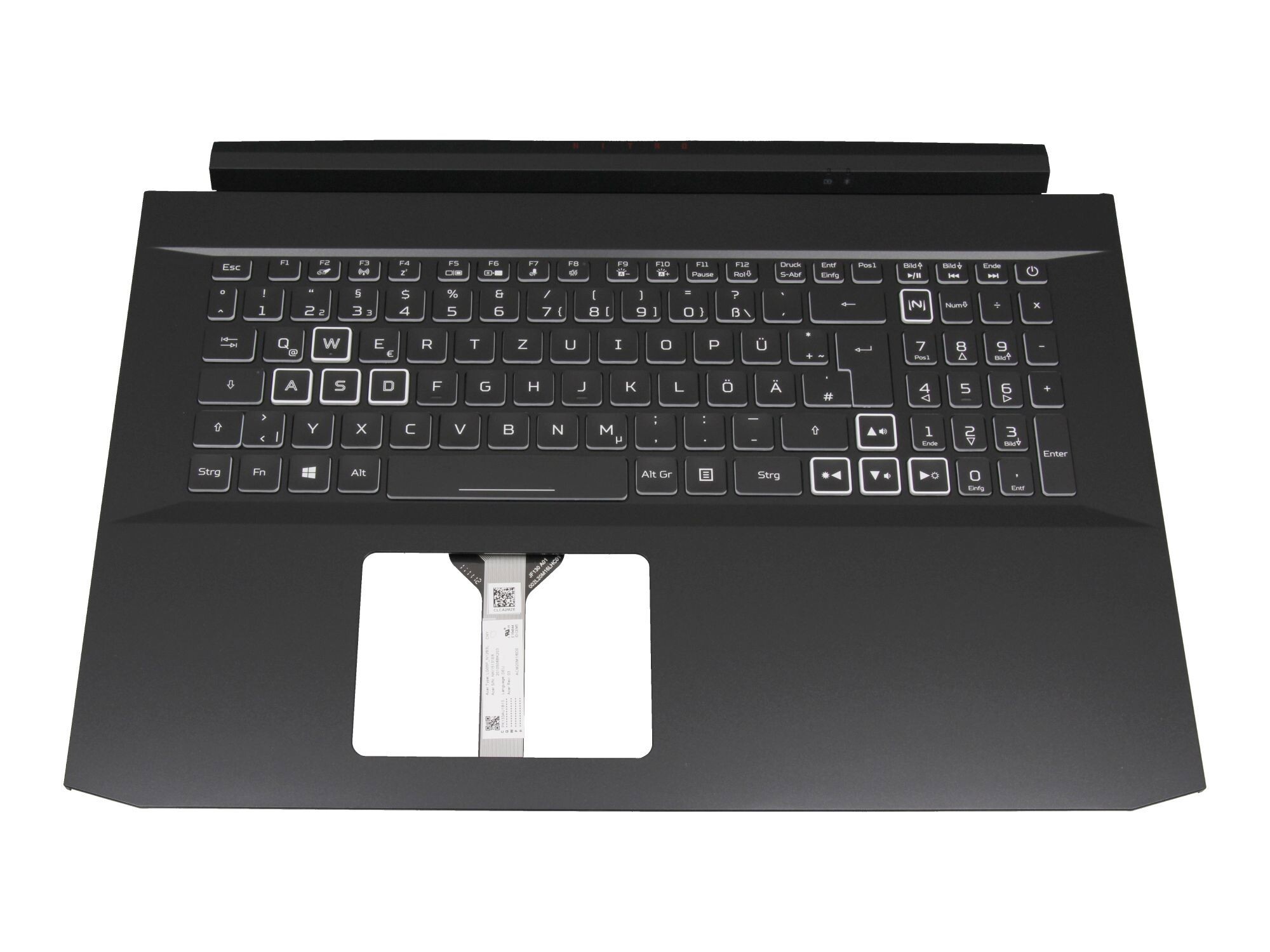 Acer Nitro 5 (AN517-54) original Tastatur inkl. Topcase DE (deutsch) schwarz/schwarz mit Backlight