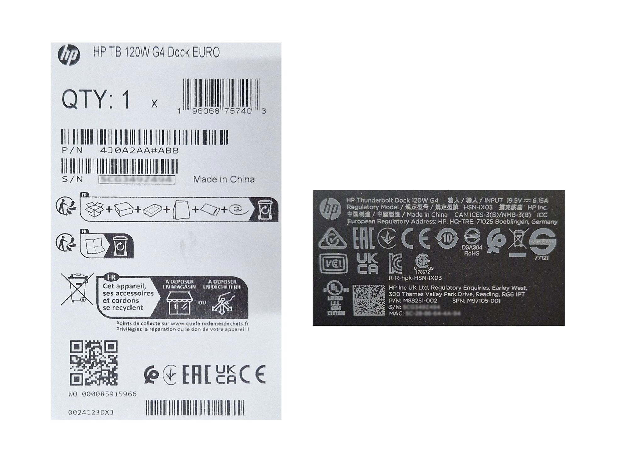M88251-001 HP Thunderbolt Dockingstation G4 Thunderbolt 4 Port Replikator inkl. 120W Netzteil
