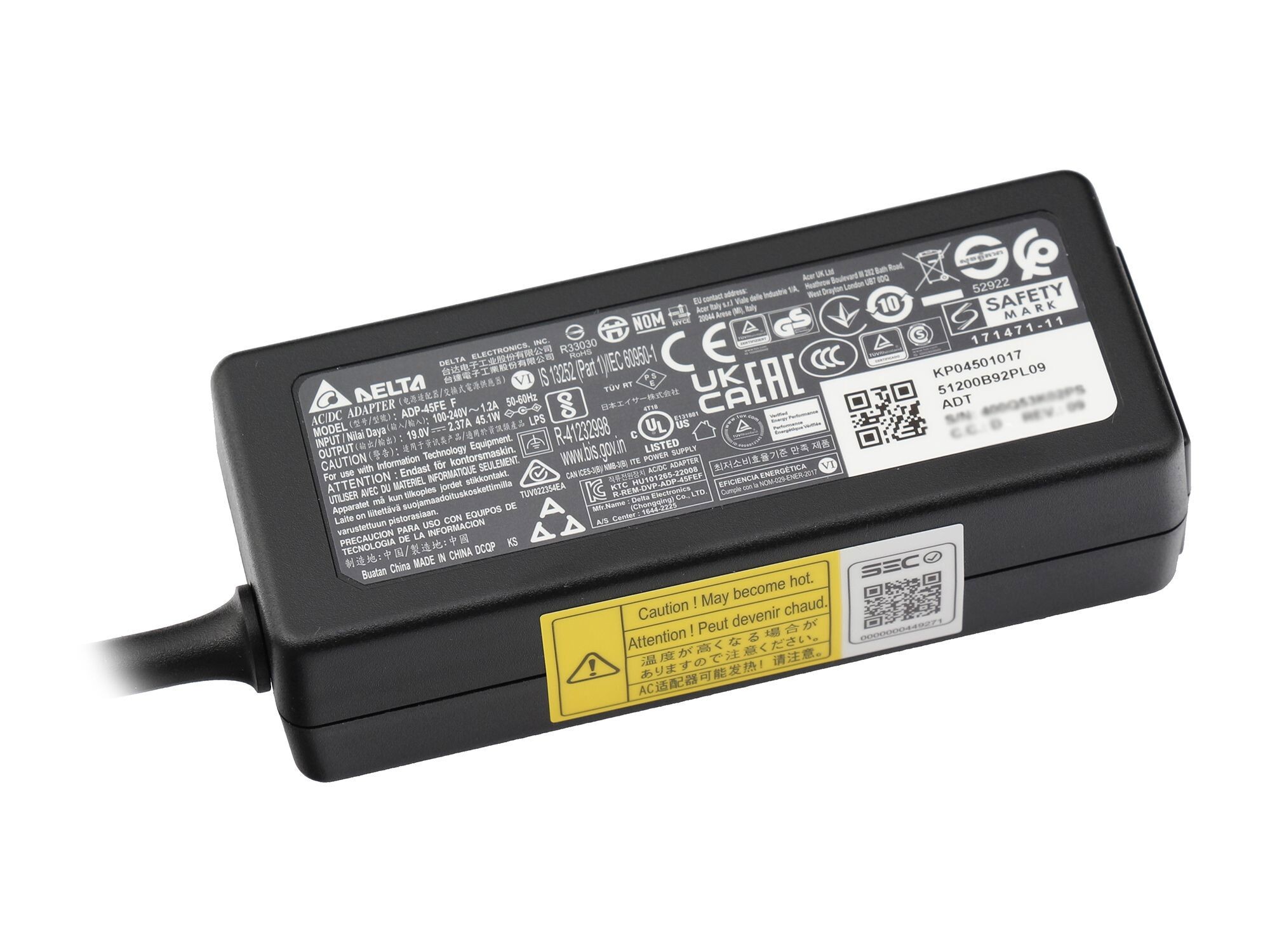Acer Switch 11 V (SW5-173) original chargeur 45 watts