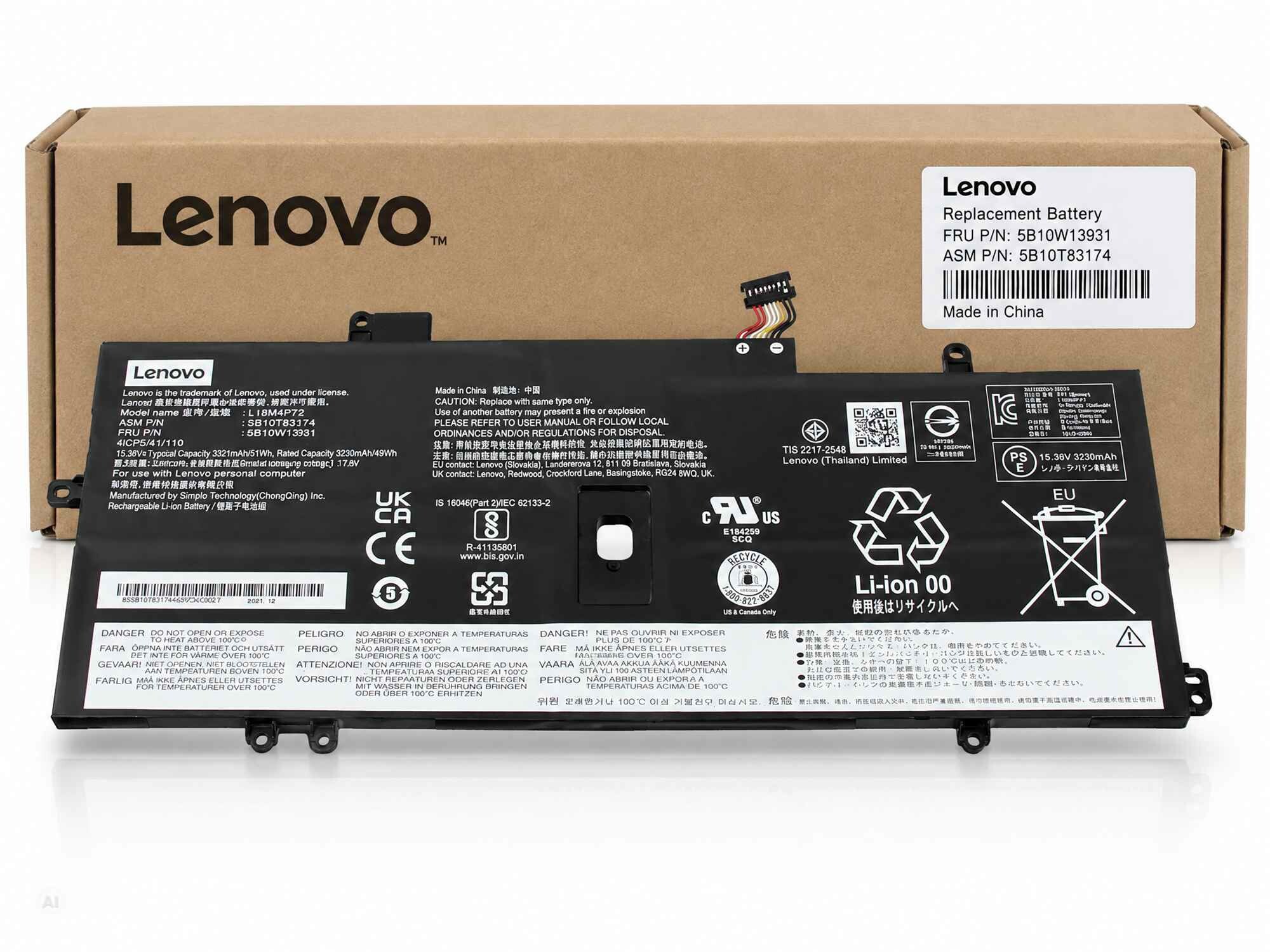 Lenovo Akku für ThinkPad X1 Carbon 8th Gen (20UA/20U9) 51Wh