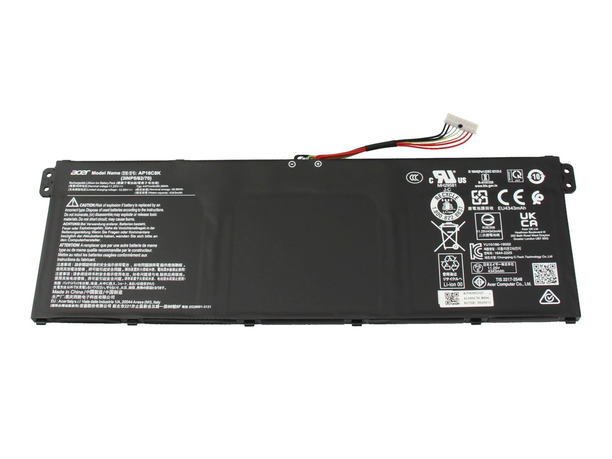 Acer Akku für Aspire 5 (A515-54) 50,29Wh 11,25V (AP18C8K)