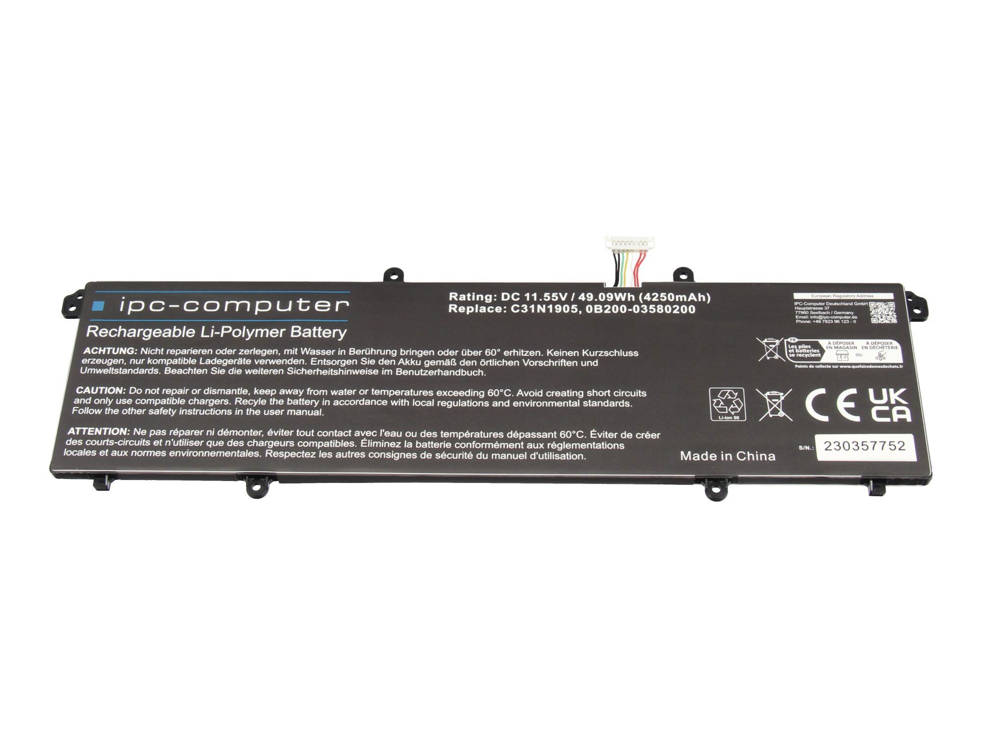 IPC-Computer Batterie 49,09Wh Nouveau compatible pour Asus TP3402VAB