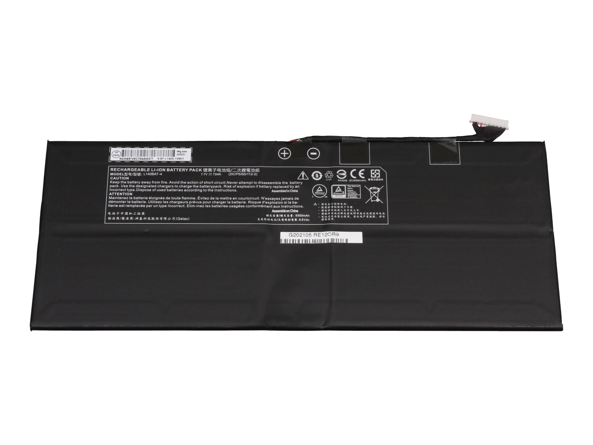 Clevo L140BAT-4 original Batterie 73Wh