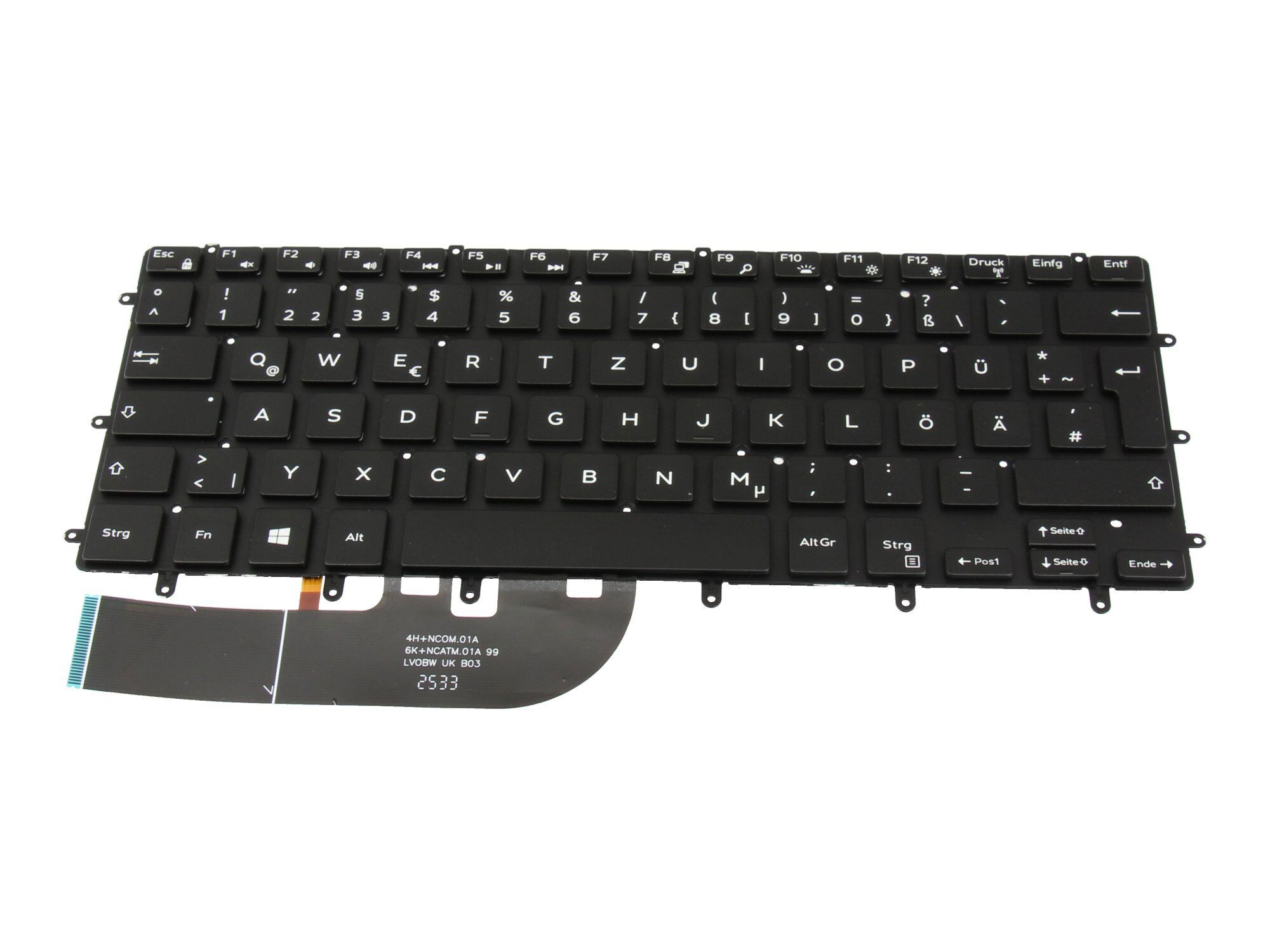 IPC-Computer Tastatur DE (deutsch) schwarz/schwarz mit Backlight für Dell XPS 15 (9570)
