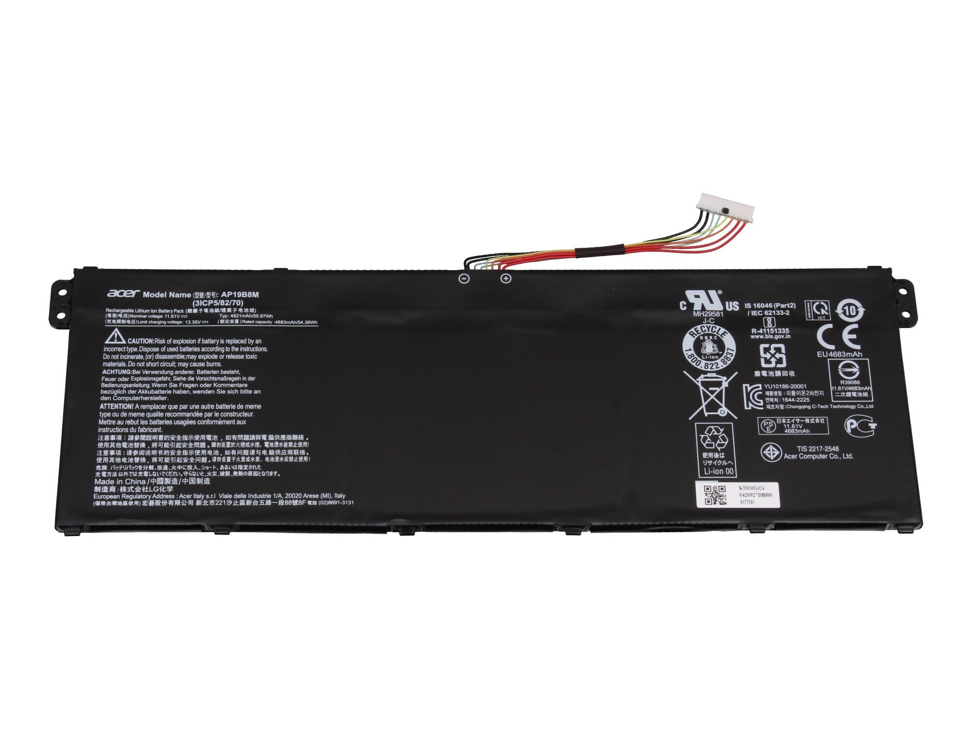 Acer Akku für Aspire Vero 15 (AV15-52) 55,9Wh 11,61V (Typ AP19B8M)