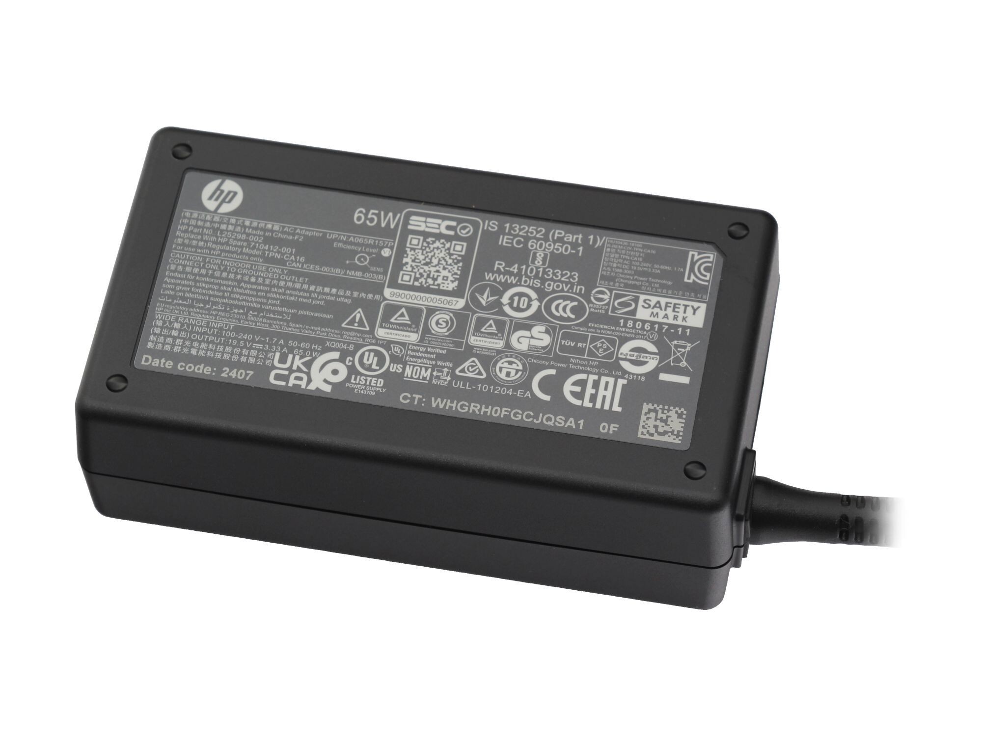 HP Pavilion x360 15-br000 original chargeur 65 watts angulaire