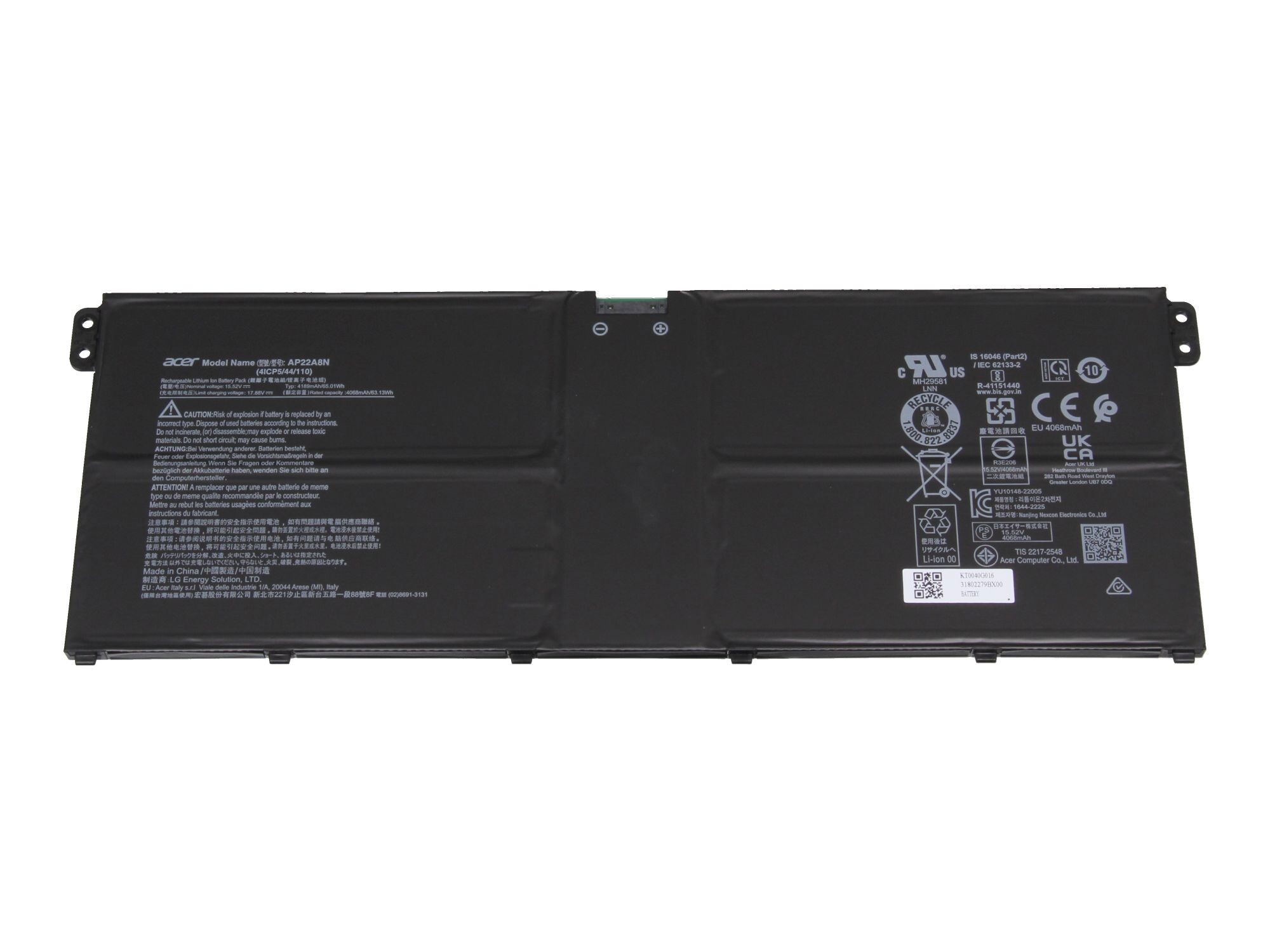Acer TravelMate P2 (TMP216-51-G2) original Batterie 65Wh 15,48V