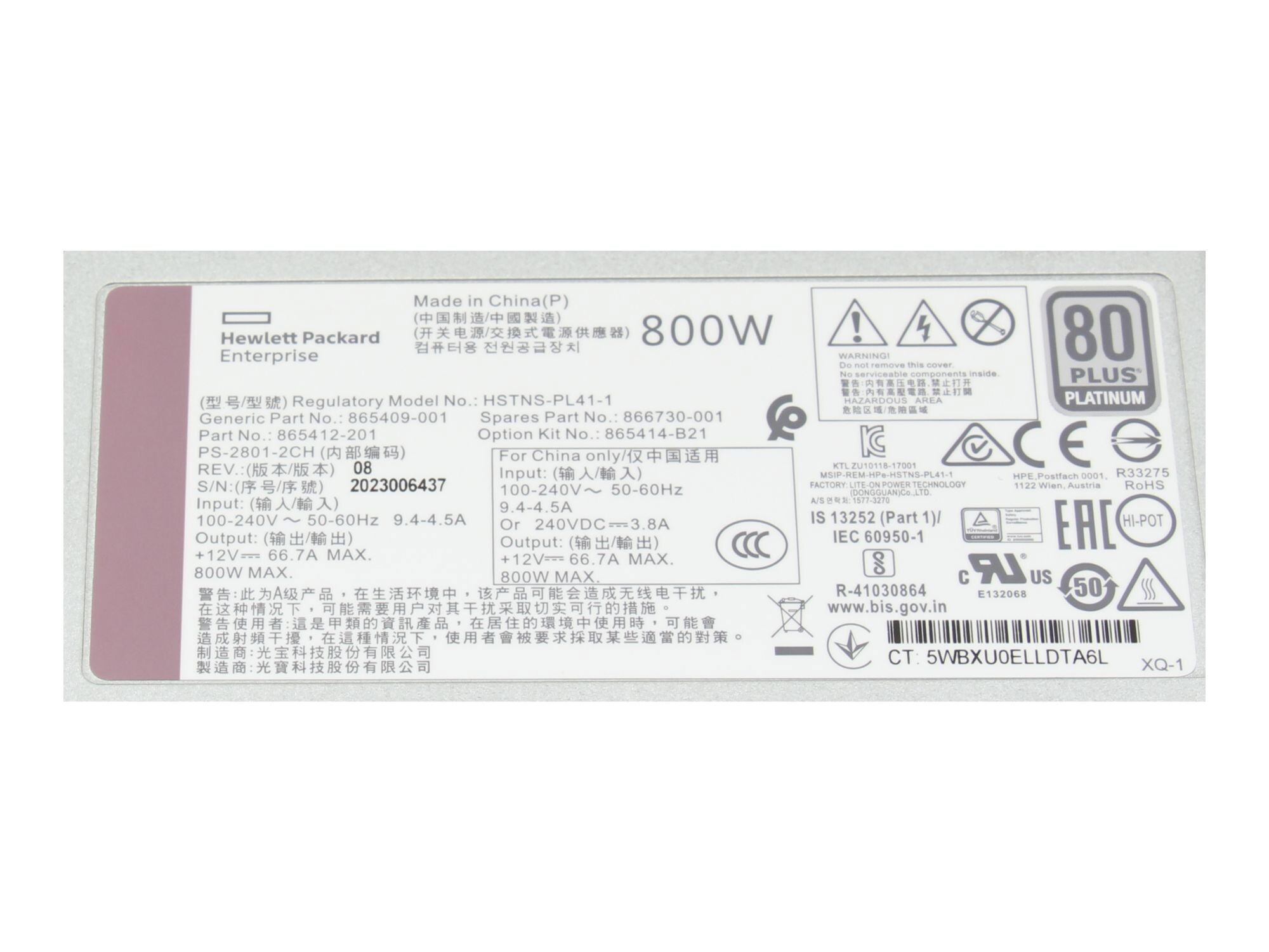 HP P38995R-B21 Original Server Netzteil 800 Watt