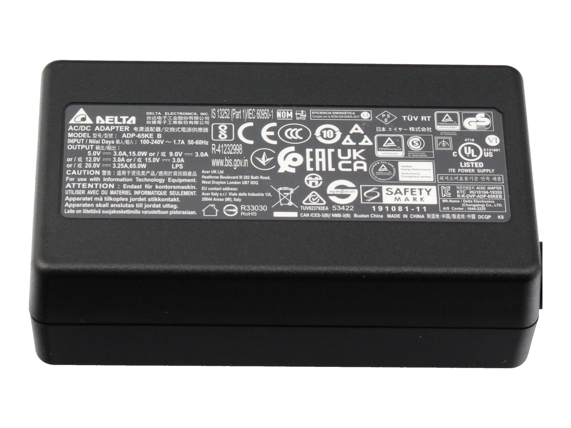 Acer USB-C Netzteil für TravelMate B3 Spin 11 (TMB311RN-33) 65,0 Watt