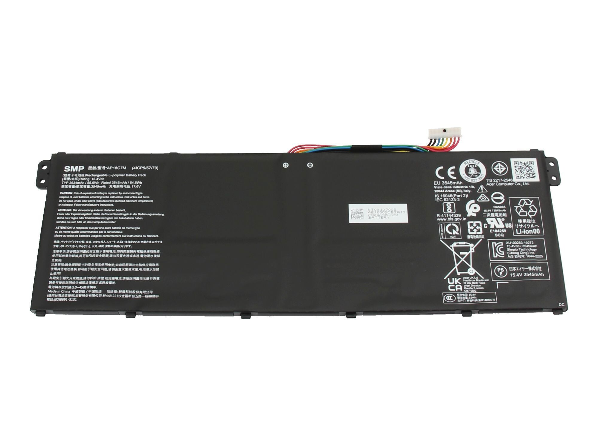 Acer Akku für Aspire Vero 15 (AV15-52) 55,9Wh 15,4V (AP18C7M)