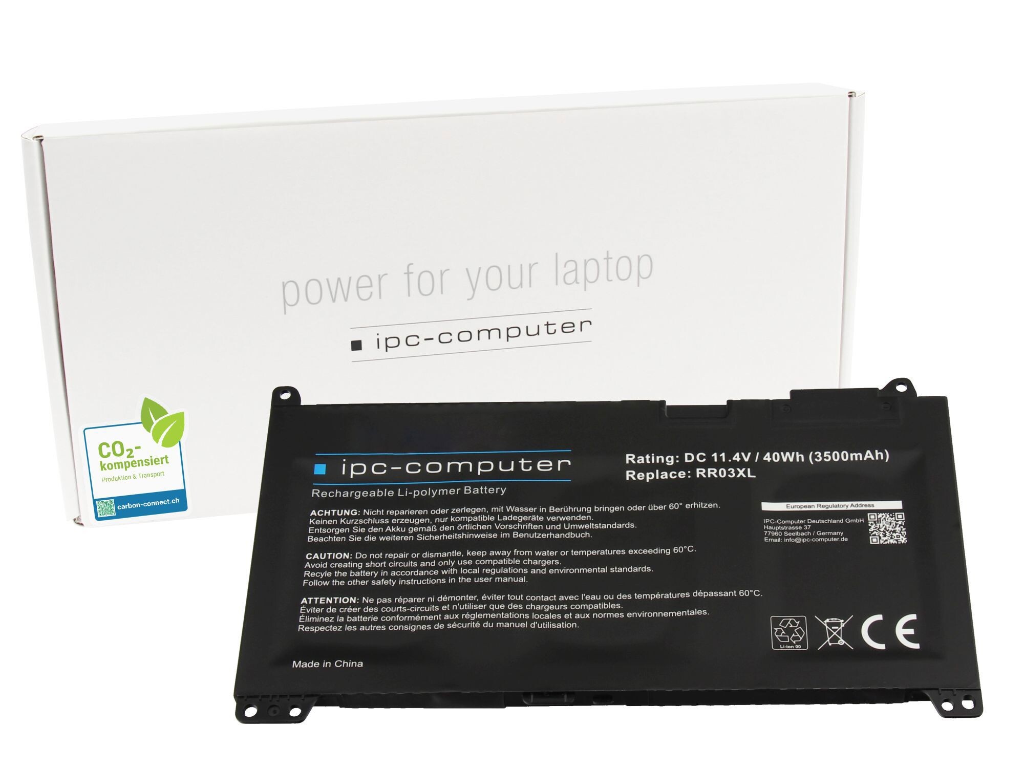 IPC-Computer Batterie compatible avec HP RR03048XL-PR avec 40Wh