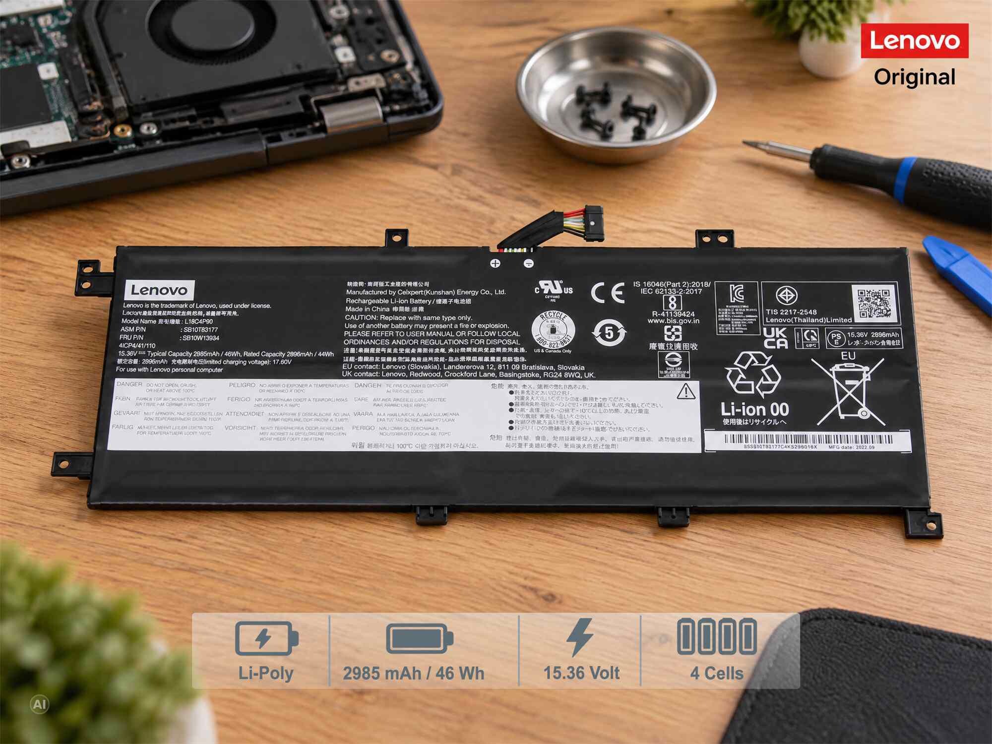 5B10W13933 Lenovo Akku 46Wh