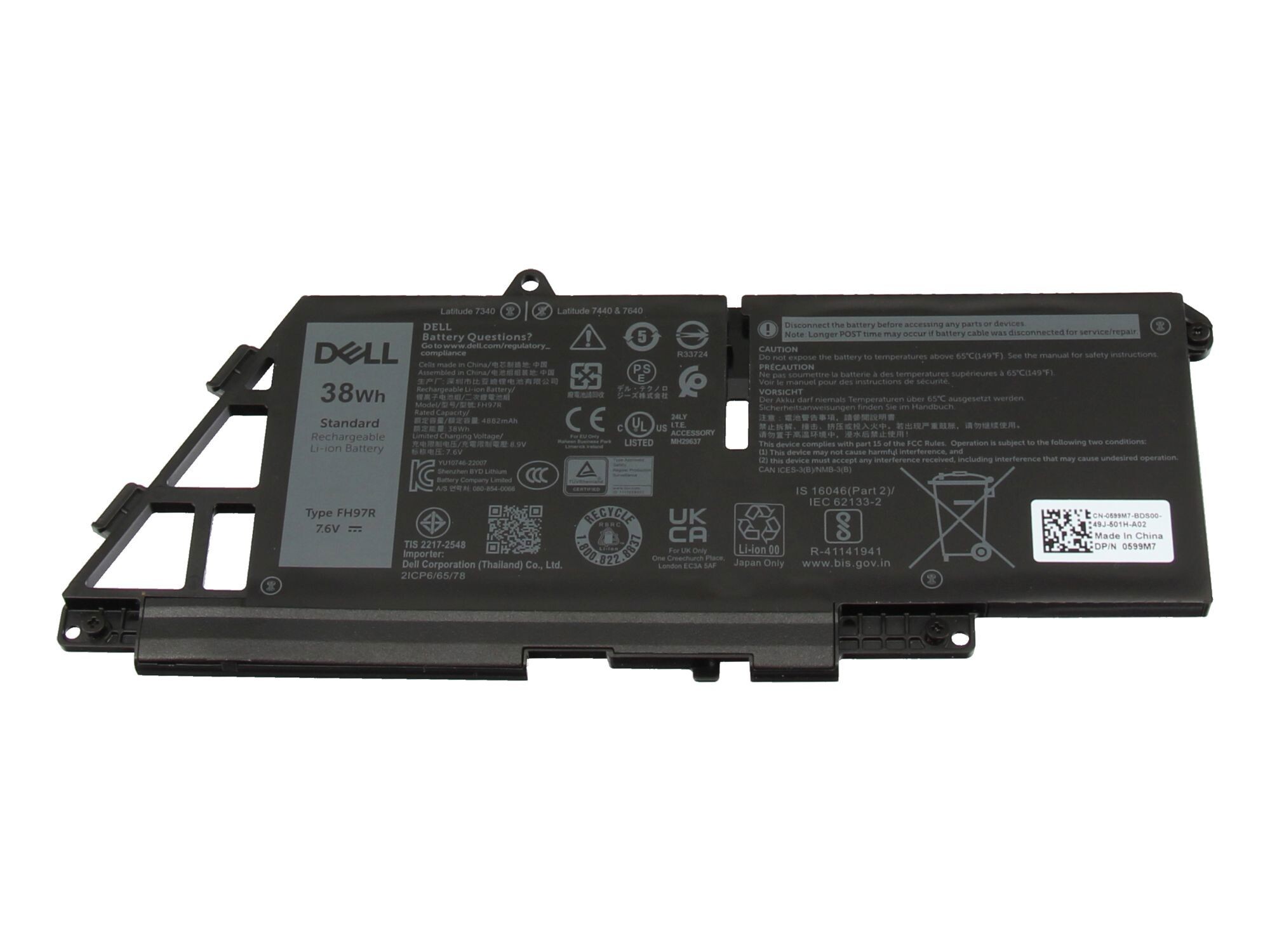 Dell Latitude 16 (7640) 2023 original Batterie 38Wh
