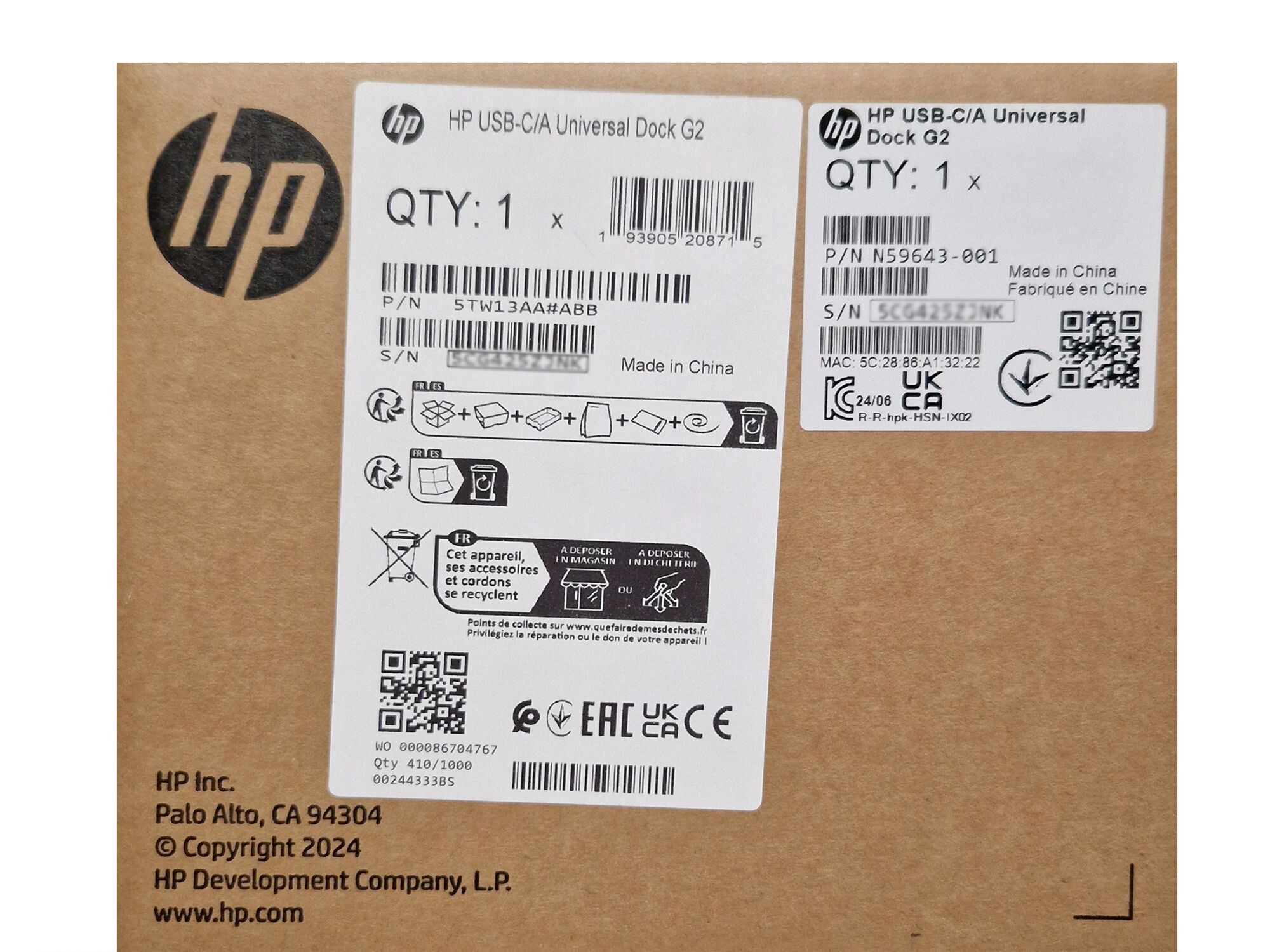 HP Chromebook 14a-na0000 Original Universal Dock G2 USB-C / USB-A Port Replikator inkl. 120W Netzteil DP 4K