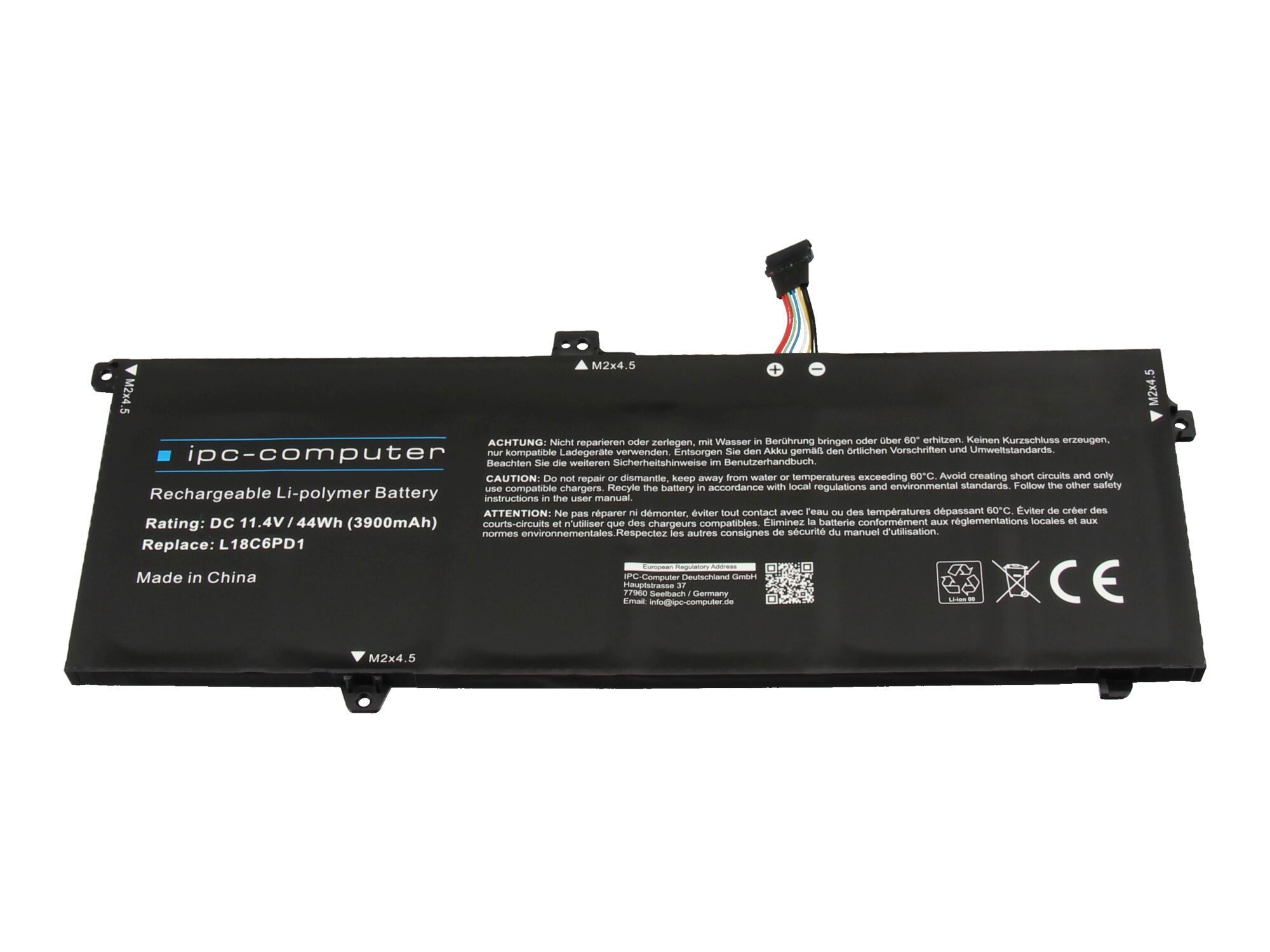 IPC-Computer Batterie 44Wh Nouveau compatible pour Lenovo X13 Gen 1 (20UF/20UG)