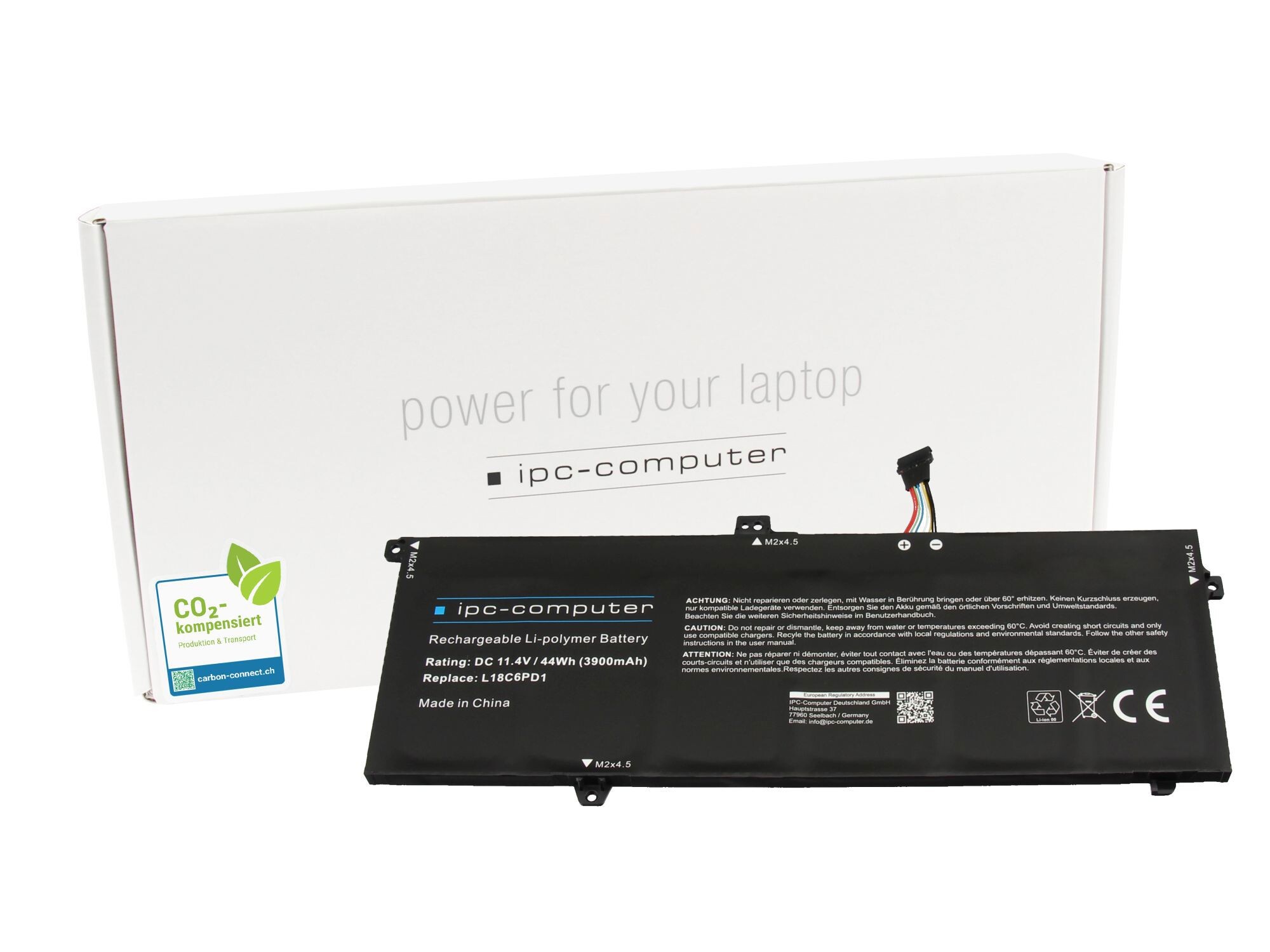 IPC-Computer Batterie 44Wh Nouveau compatible pour Lenovo X13 Gen 1 (20UF/20UG)