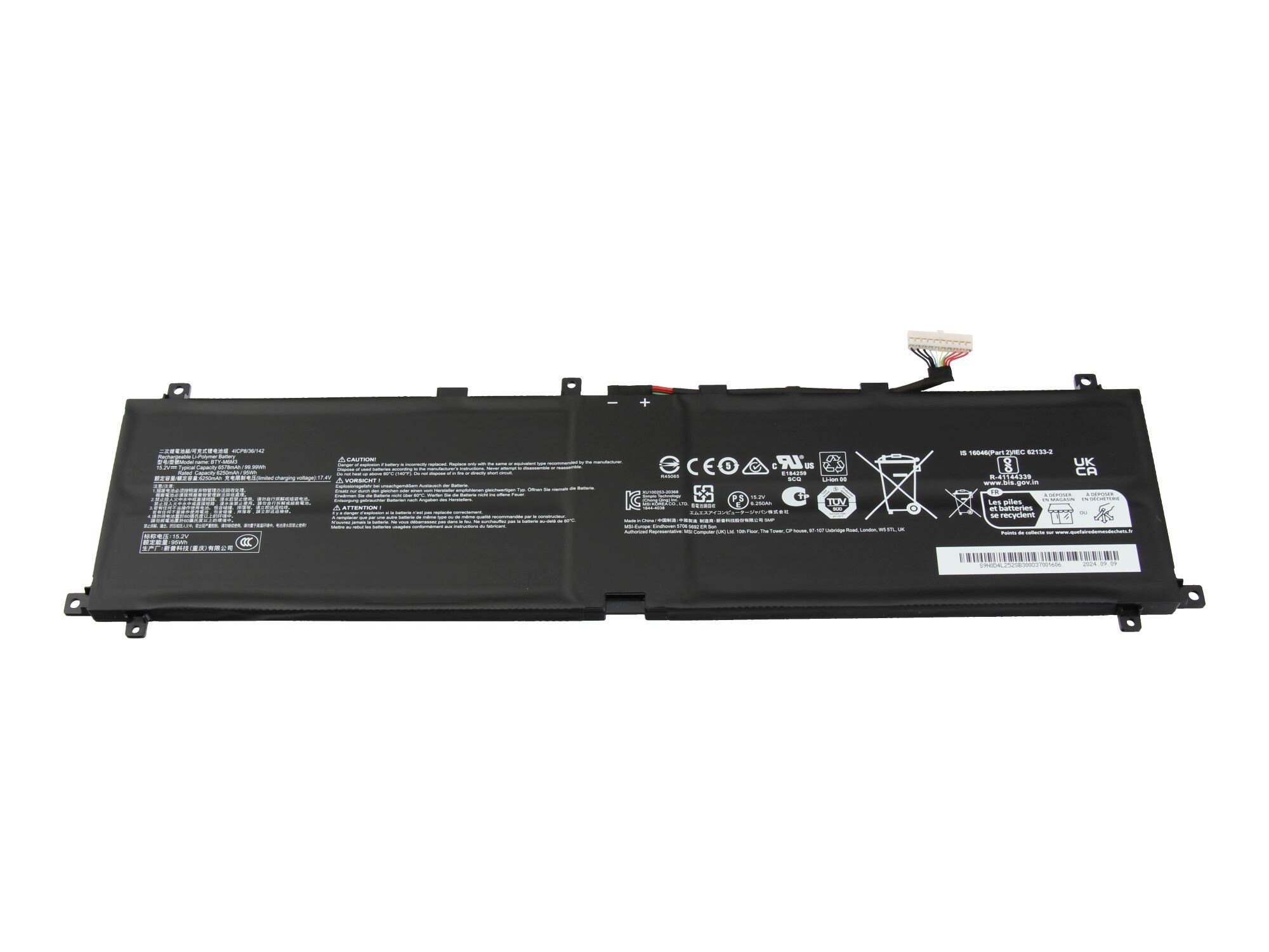 MSI Akku für Vector 17HX A14VIG (MS-17S1) 99,99Wh