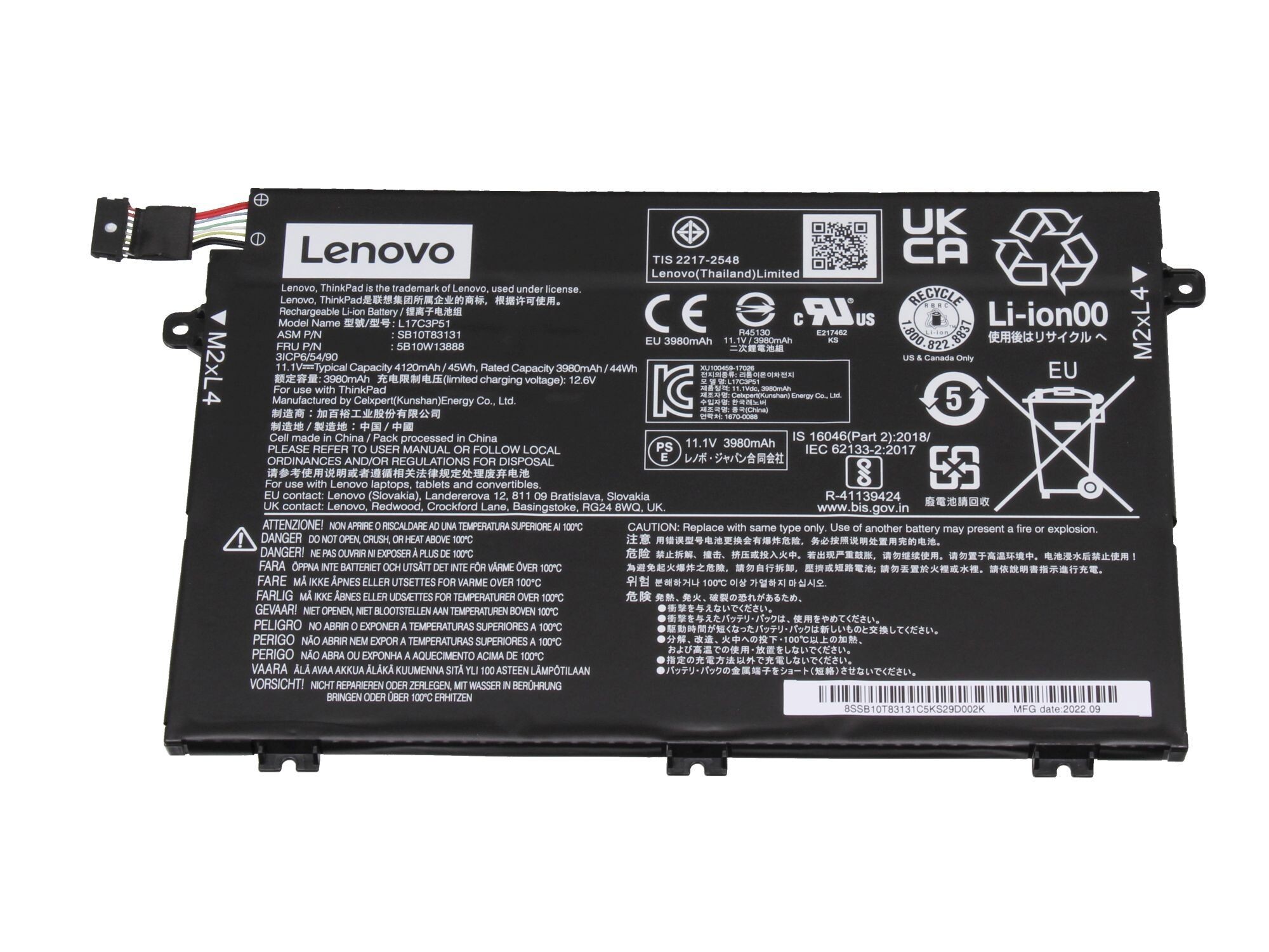 Lenovo Akku für ThinkPad E15 (20RD/20RE) 45Wh
