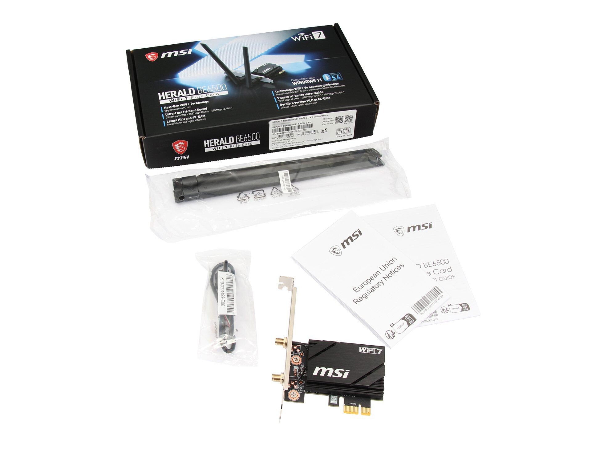 MSI 914-8660-011 HERALD BE6500 WiFi 7 PCIe Card