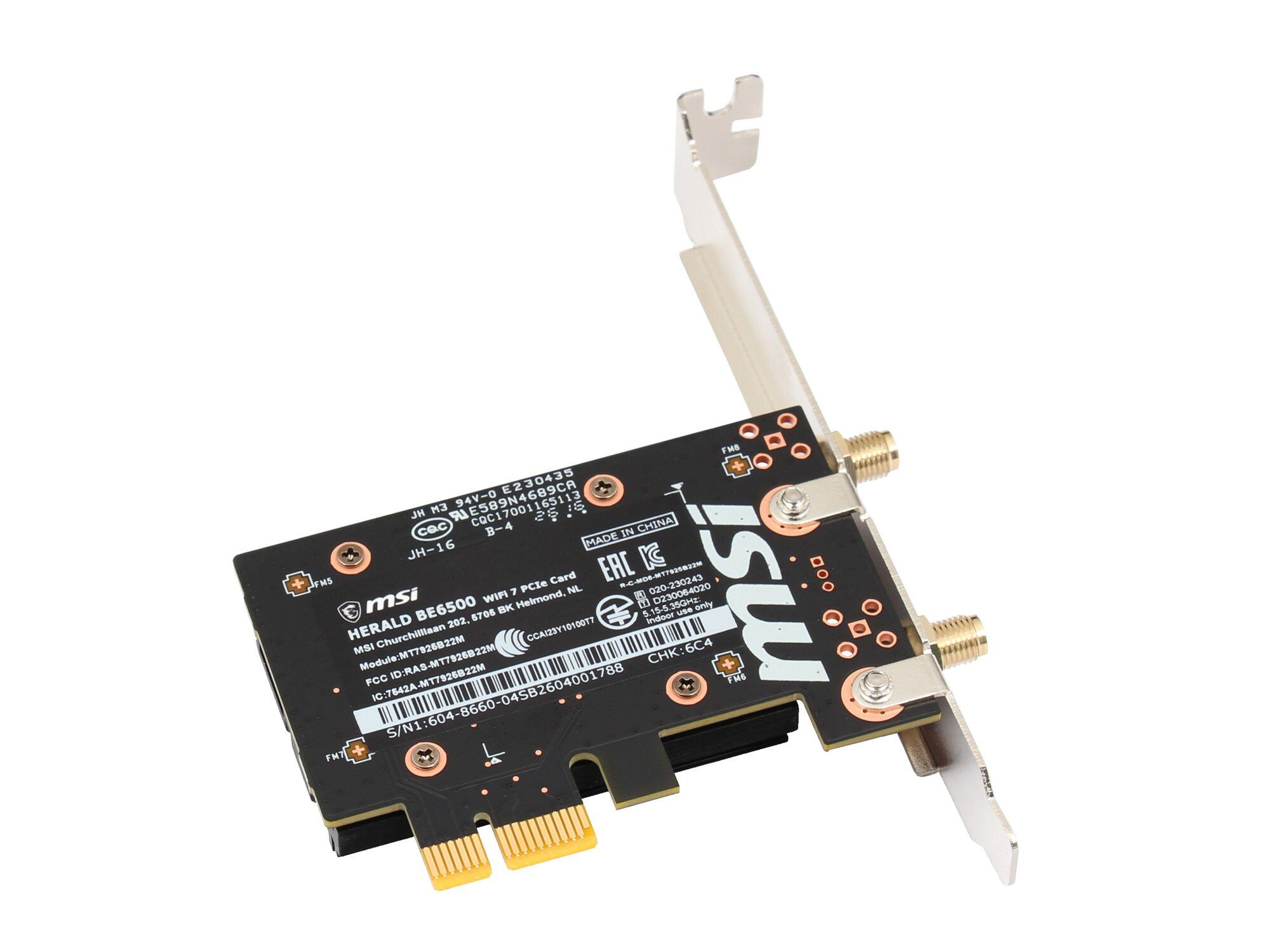 MSI 914-8660-011 HERALD BE6500 WiFi 7 PCIe Card