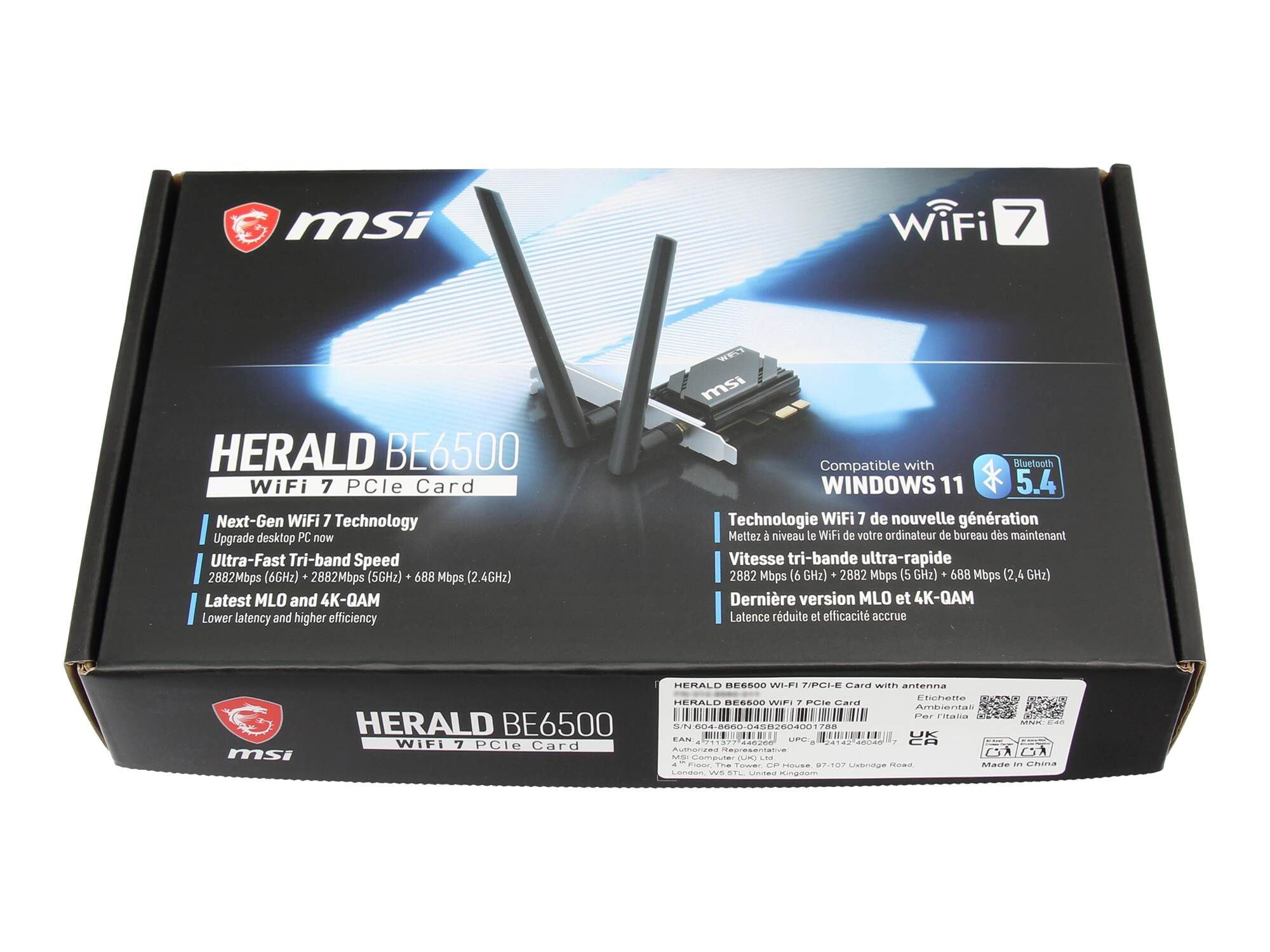 MSI 914-8660-011 HERALD BE6500 WiFi 7 PCIe Card