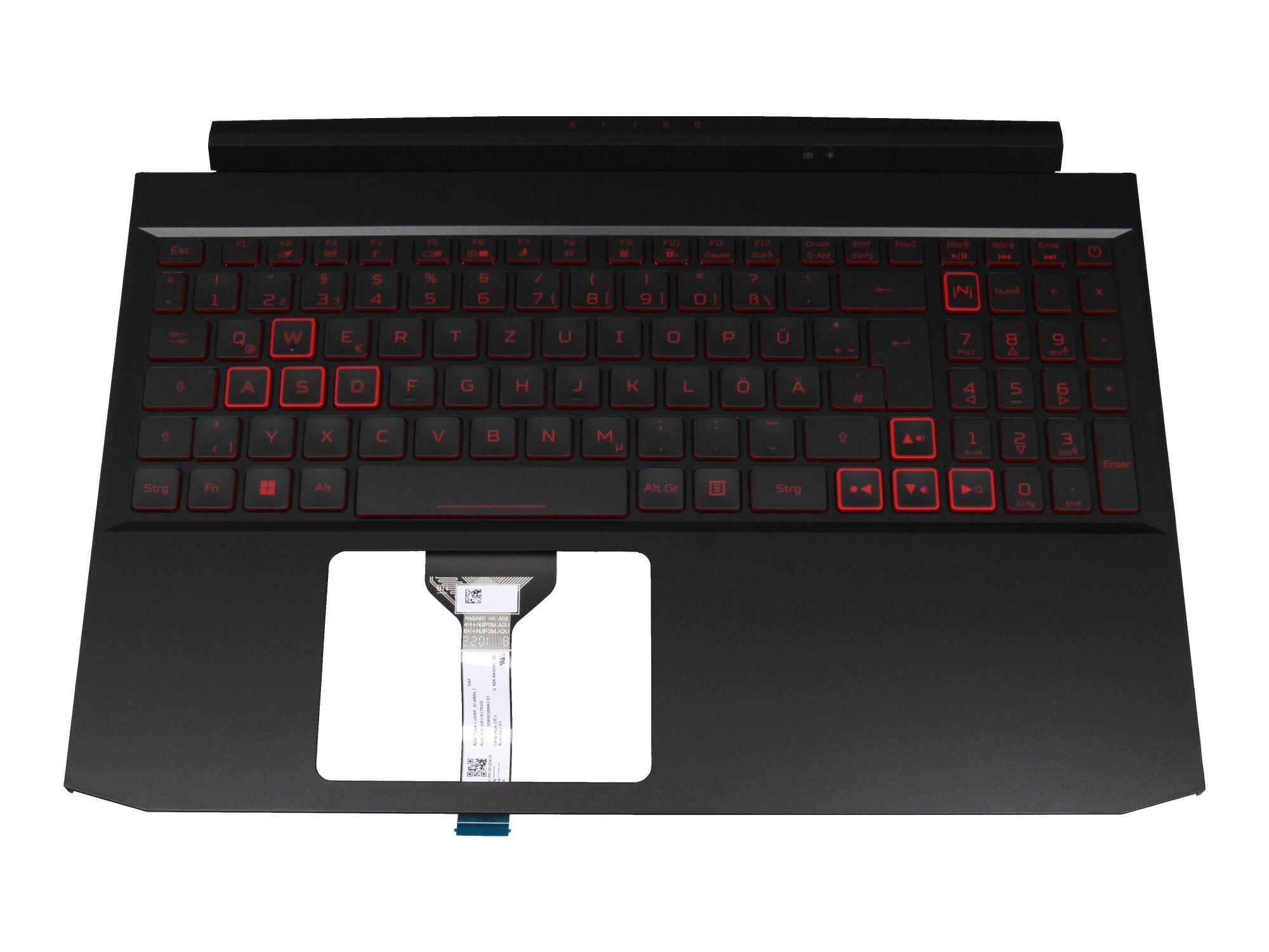 Acer Nitro 5 (AN515-56) original Tastatur inkl. Topcase DE (deutsch) schwarz/rot/schwarz mit Backlight